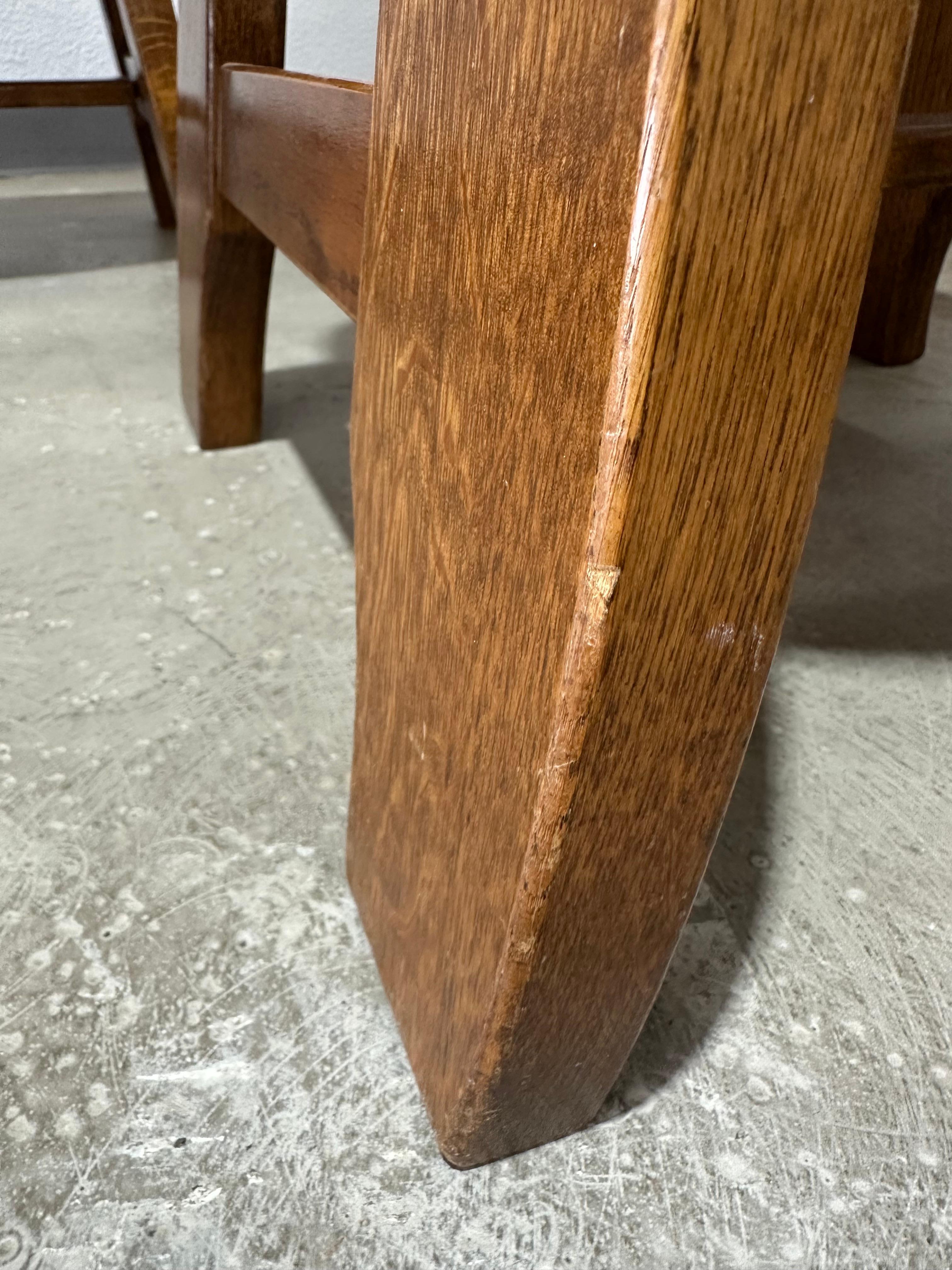 Set da pranzo brutalista d'epoca in Oak, con tavolo allungabile e 6 sedie in vendita 8