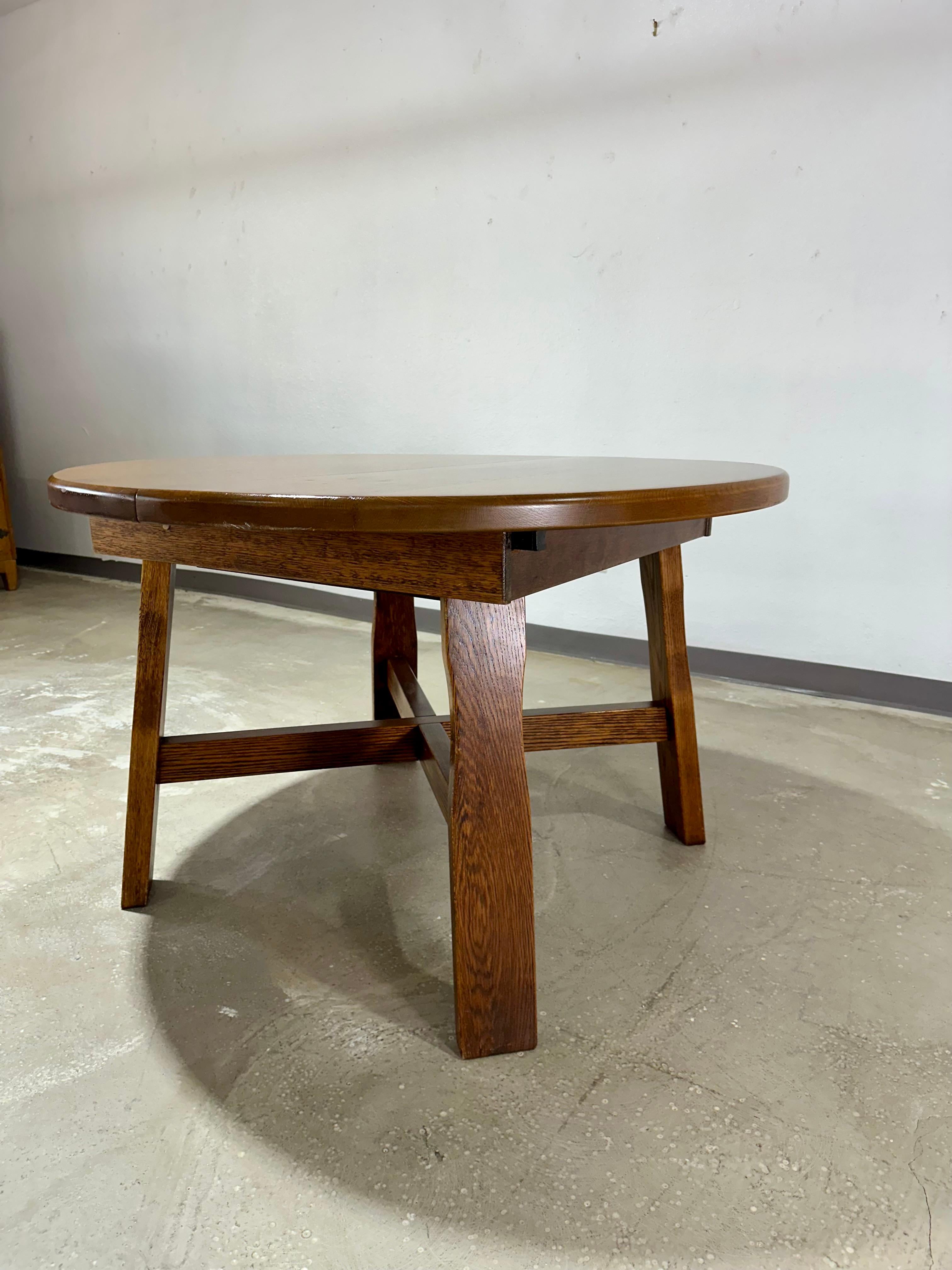 Tedesco Set da pranzo brutalista d'epoca in Oak, con tavolo allungabile e 6 sedie in vendita