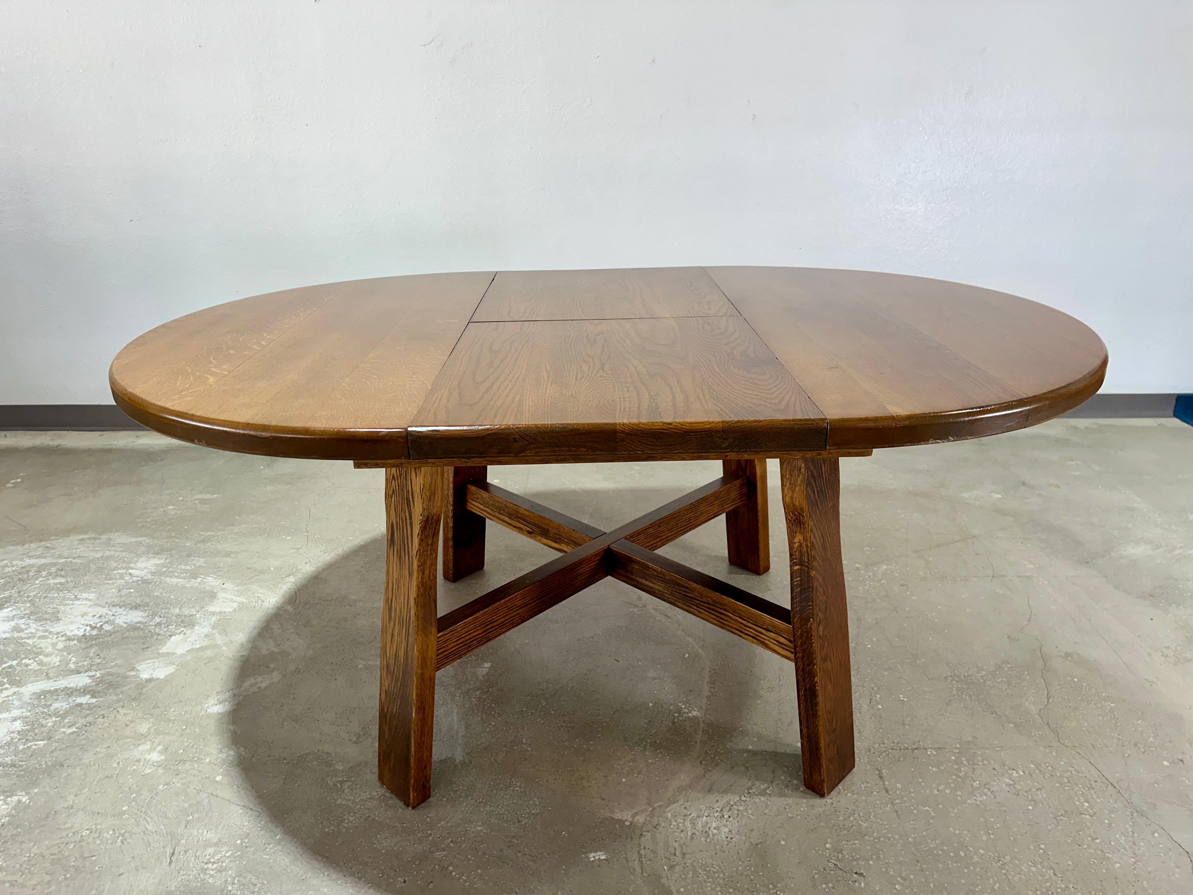 Quercia Set da pranzo brutalista d'epoca in Oak, con tavolo allungabile e 6 sedie in vendita