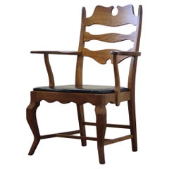 Vintage Brutalist Oak Razorblade Armchair by Henning Kjærnulf, 1960s