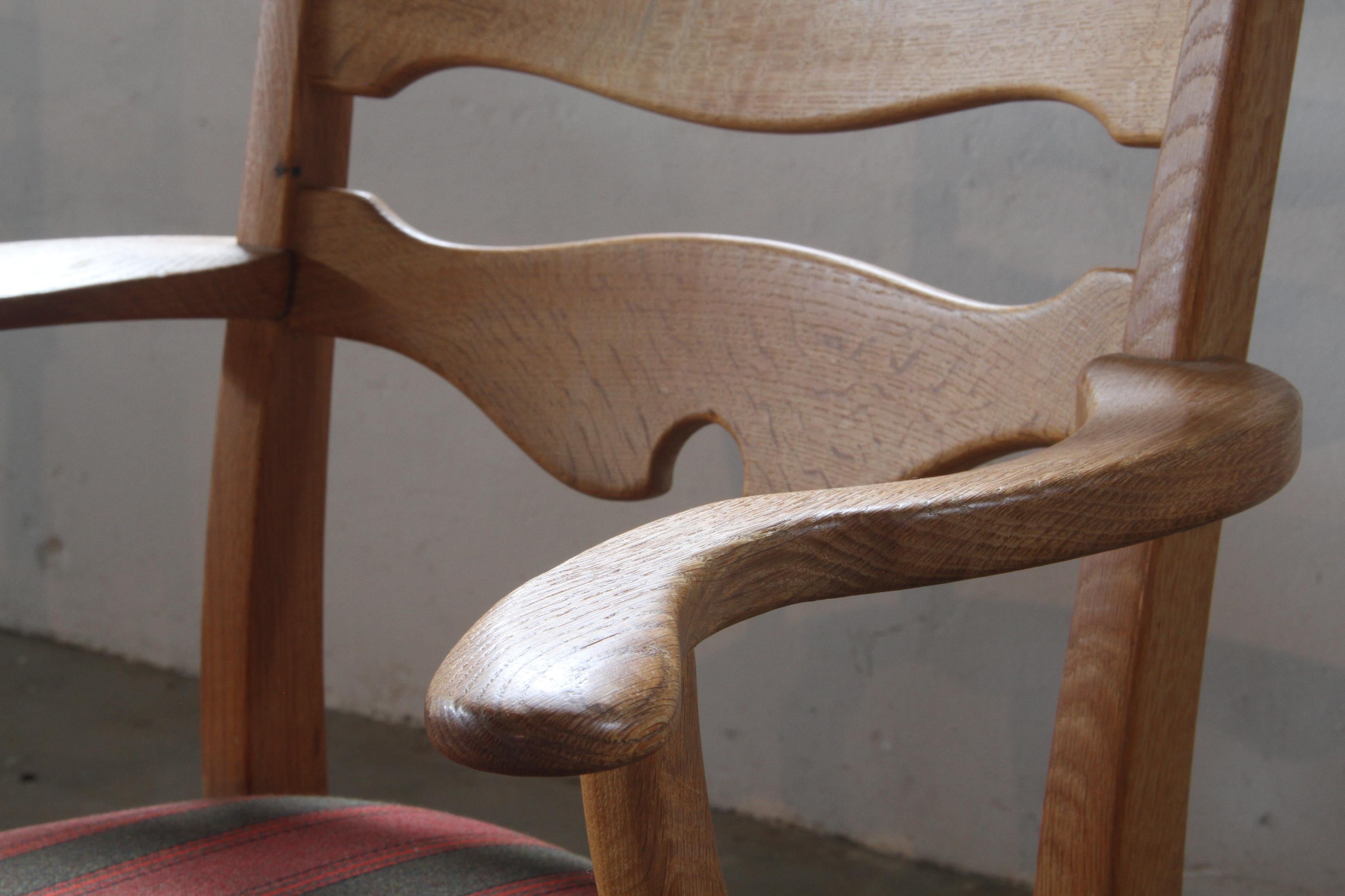 Poltrone brutaliste d'epoca a lama di rasoio in Oak di Henning Kjærnulf, anni '60 in vendita 4
