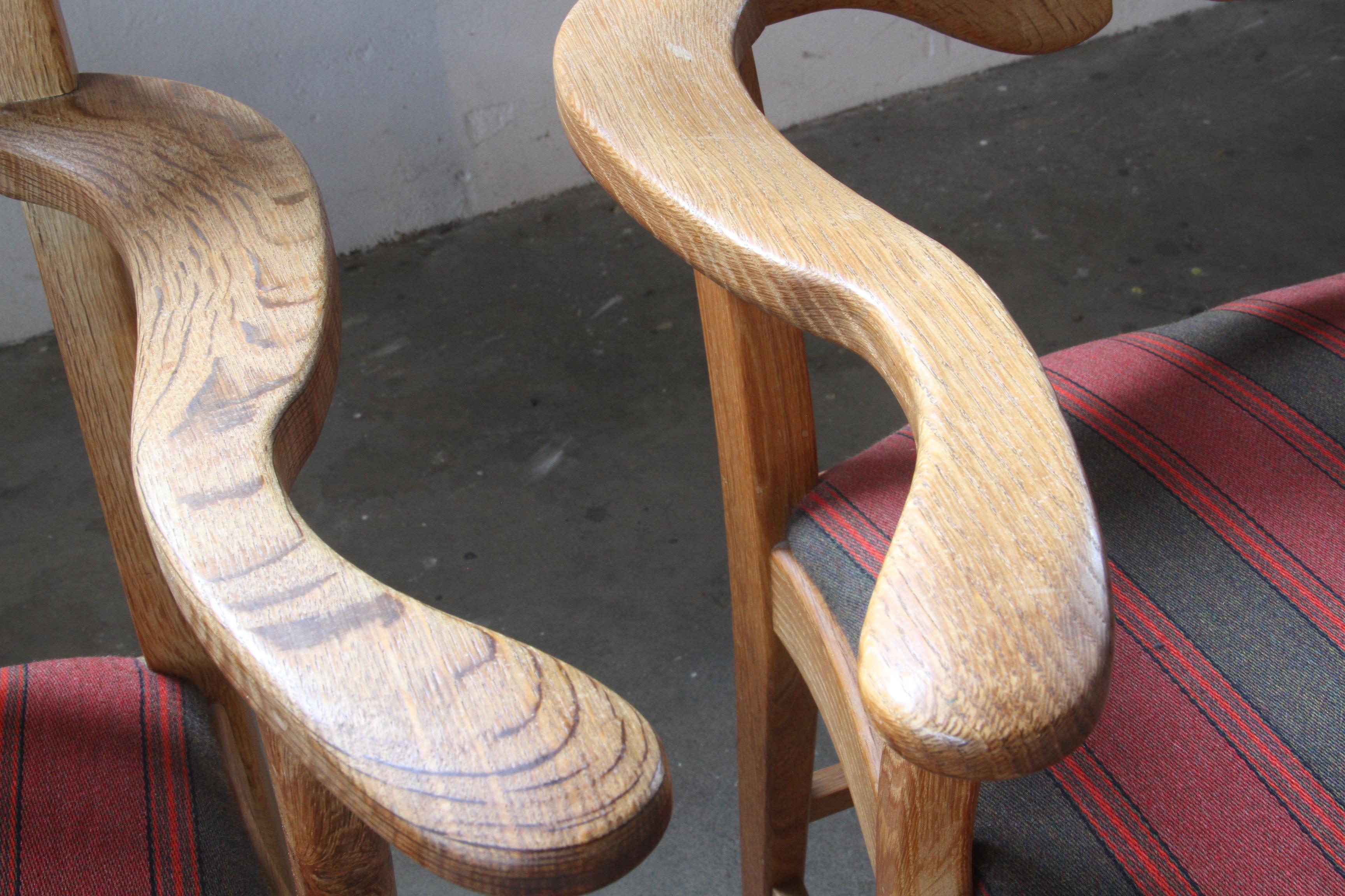 Poltrone brutaliste d'epoca a lama di rasoio in Oak di Henning Kjærnulf, anni '60 in vendita 8