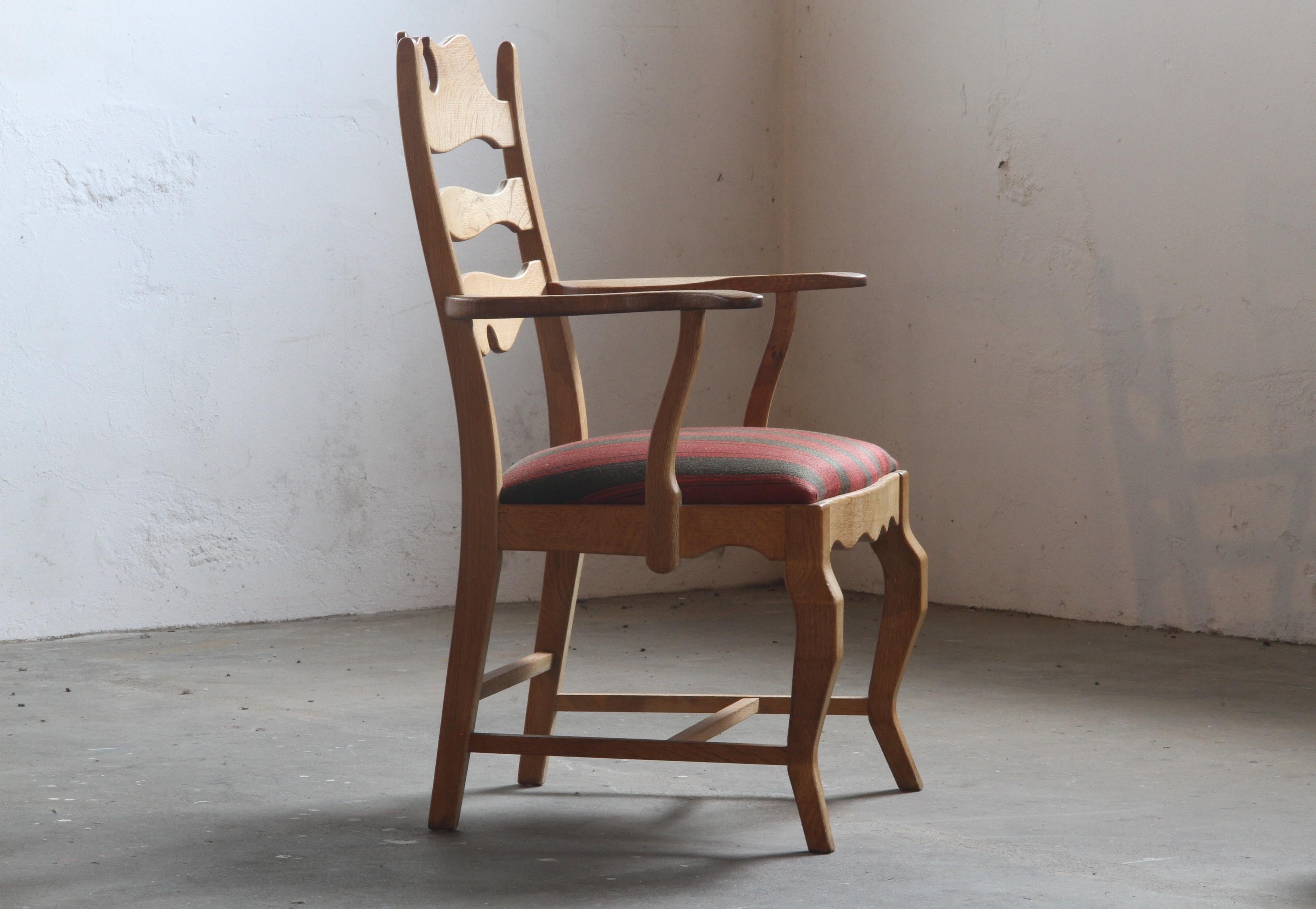 Poltrone brutaliste d'epoca a lama di rasoio in Oak di Henning Kjærnulf, anni '60 In condizioni buone in vendita a Store Heddinge, DK