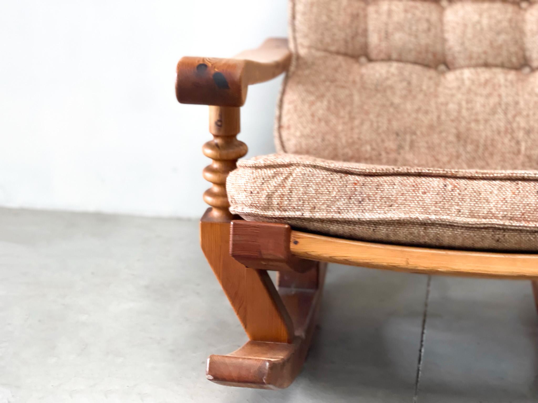 Late 20th Century Vintage brutalist oak rocking chair For Sale
