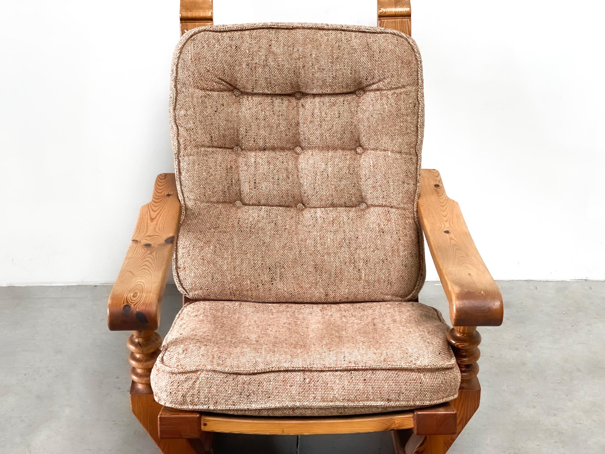 Oak Vintage brutalist oak rocking chair For Sale