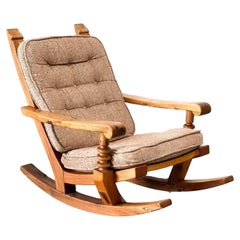 Retro brutalist oak rocking chair