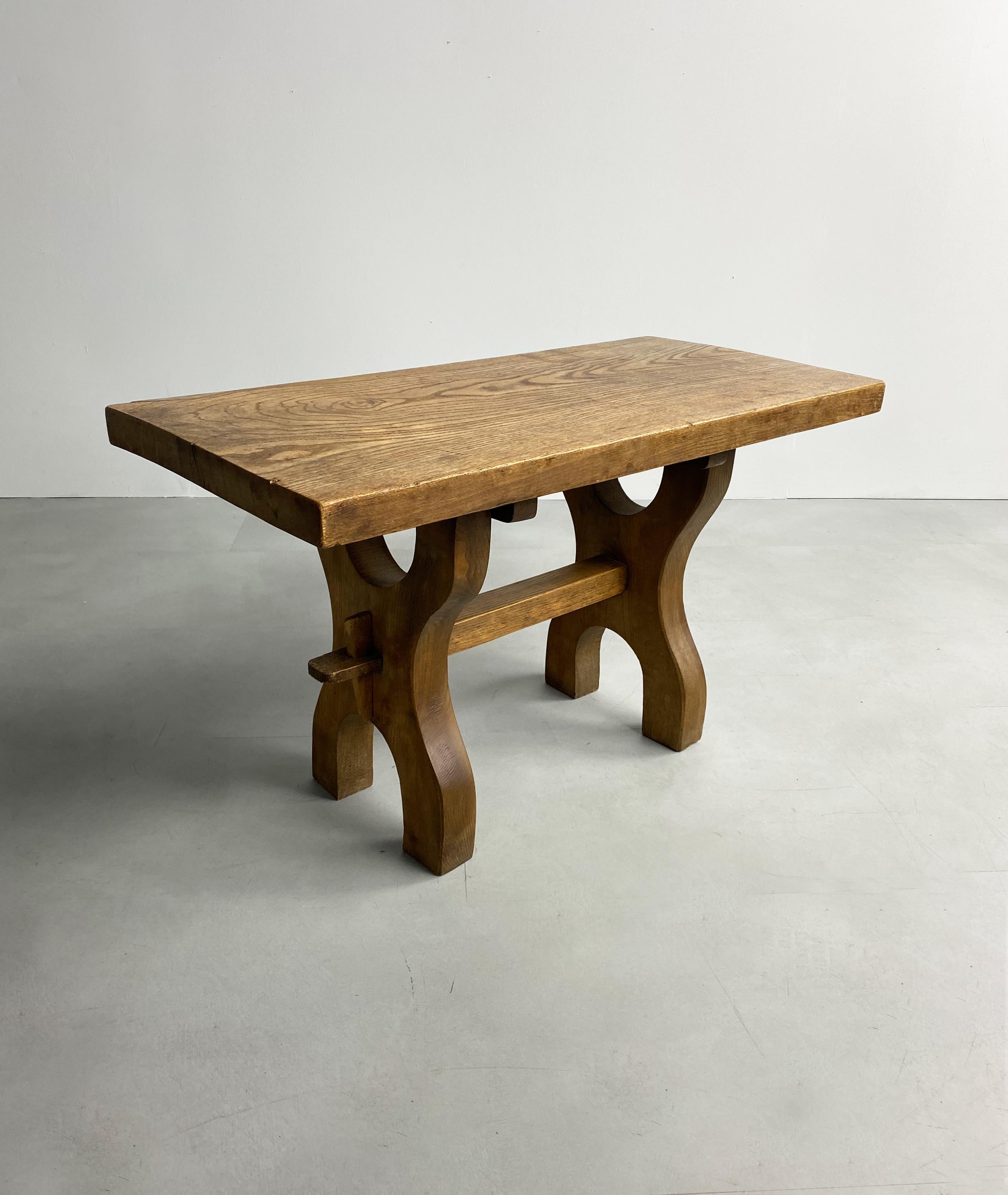 Vintage Brutalist Oak Side Table at 1stDibs