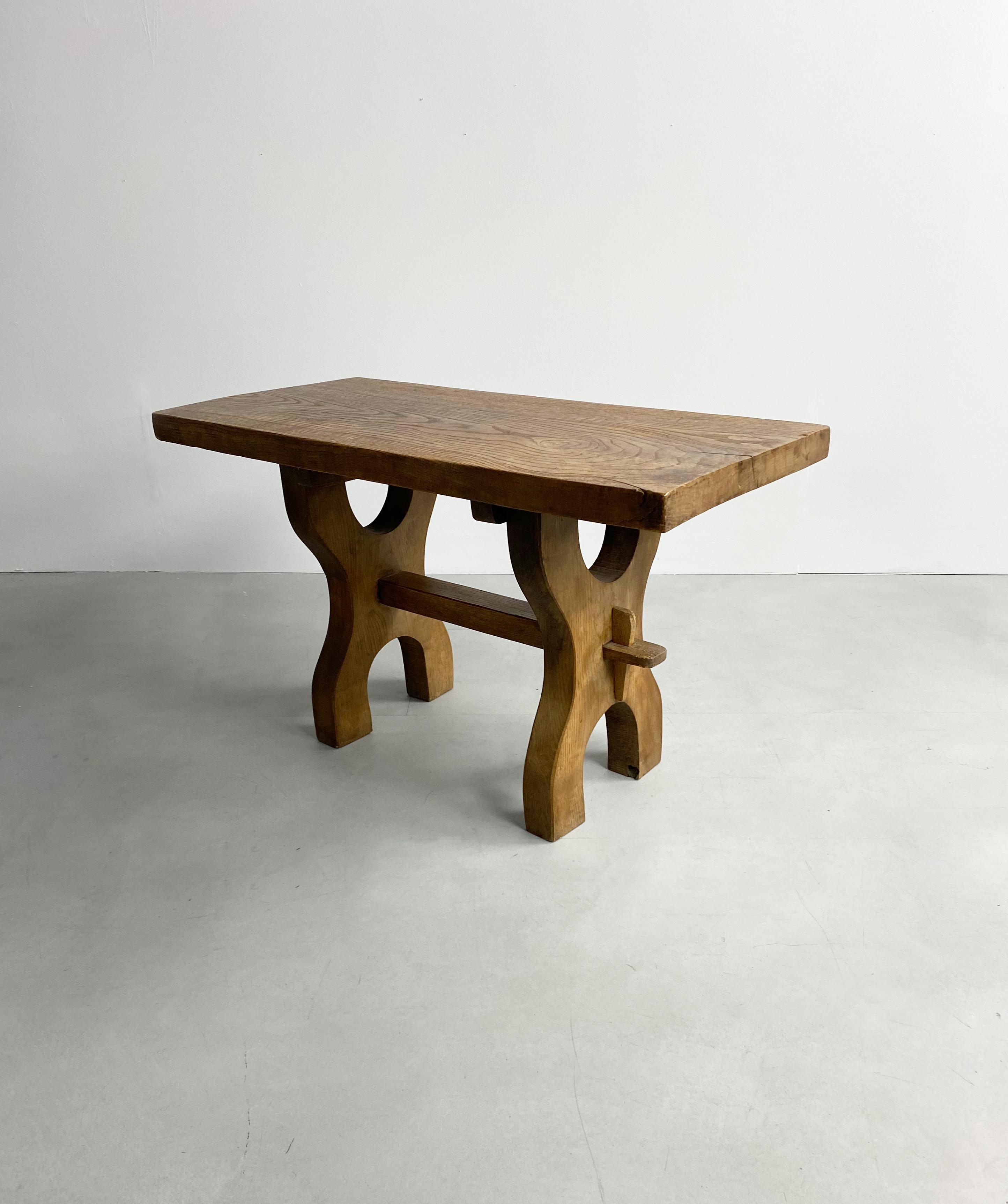 Vintage Brutalist Oak Side Table at 1stDibs