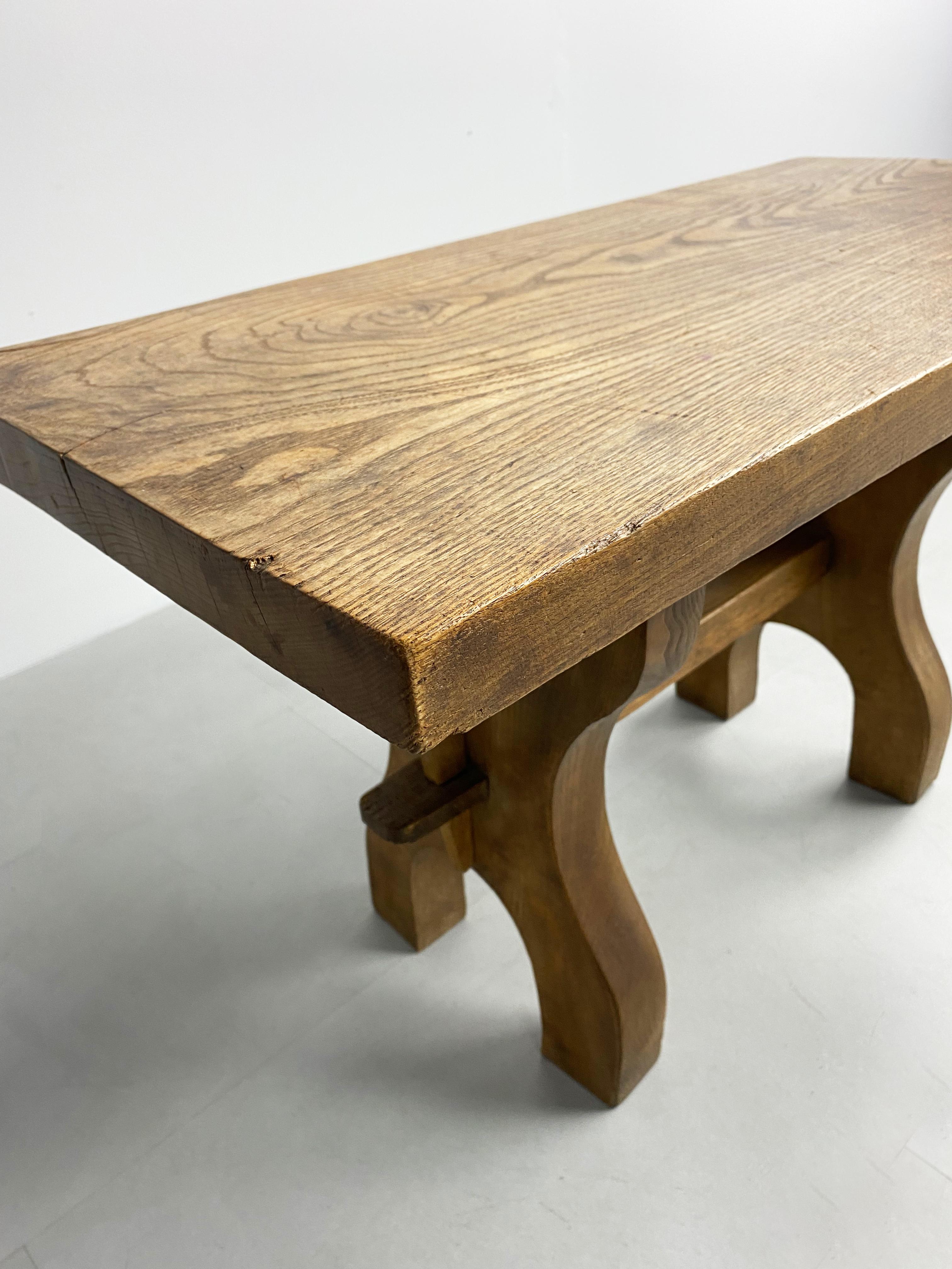 Vintage Brutalist Oak Side Table at 1stDibs