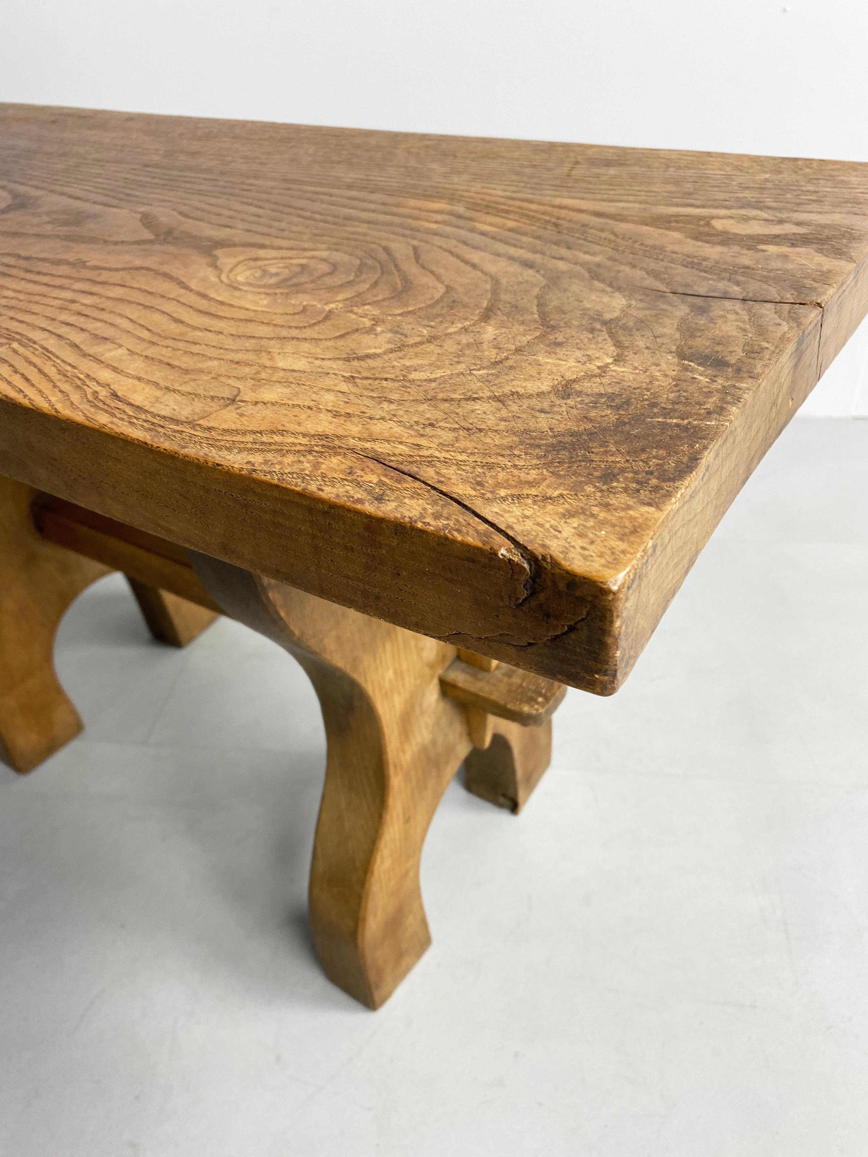 Vintage Brutalist Oak Side Table at 1stDibs