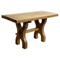 Vintage Brutalist Oak Side Table