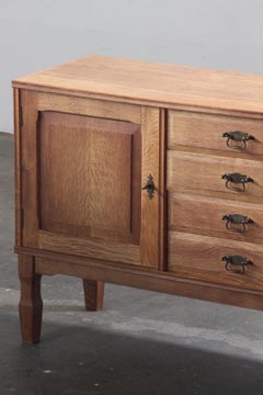 Vintage Brutalist Oak Sideboard in the style of Henning Kjærnulf, Denmark, 1960s