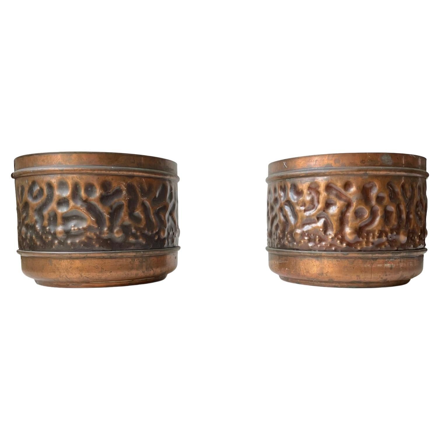 Vintage Brutalist Planters in Copper from Sandnes Norway, 1970s