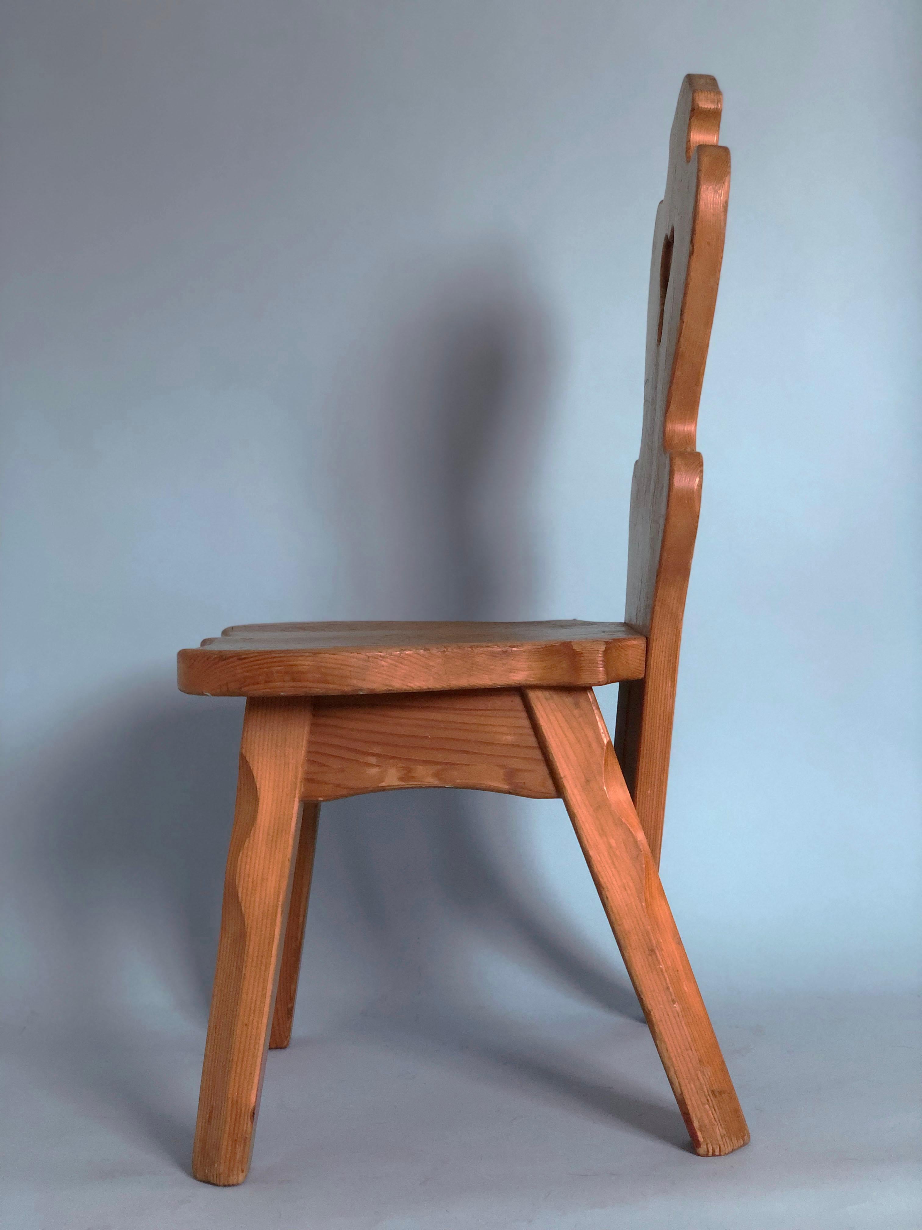 Carved Vintage Brutalist Scandinavian Dining Chair Sweden 1960s Set of 4