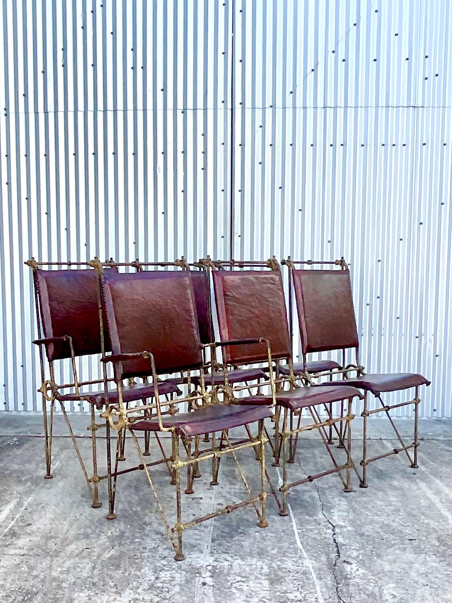 Vintage Brutalist Sculpted Rebar Dining Chairs in the Manner of Ileana Goor 1