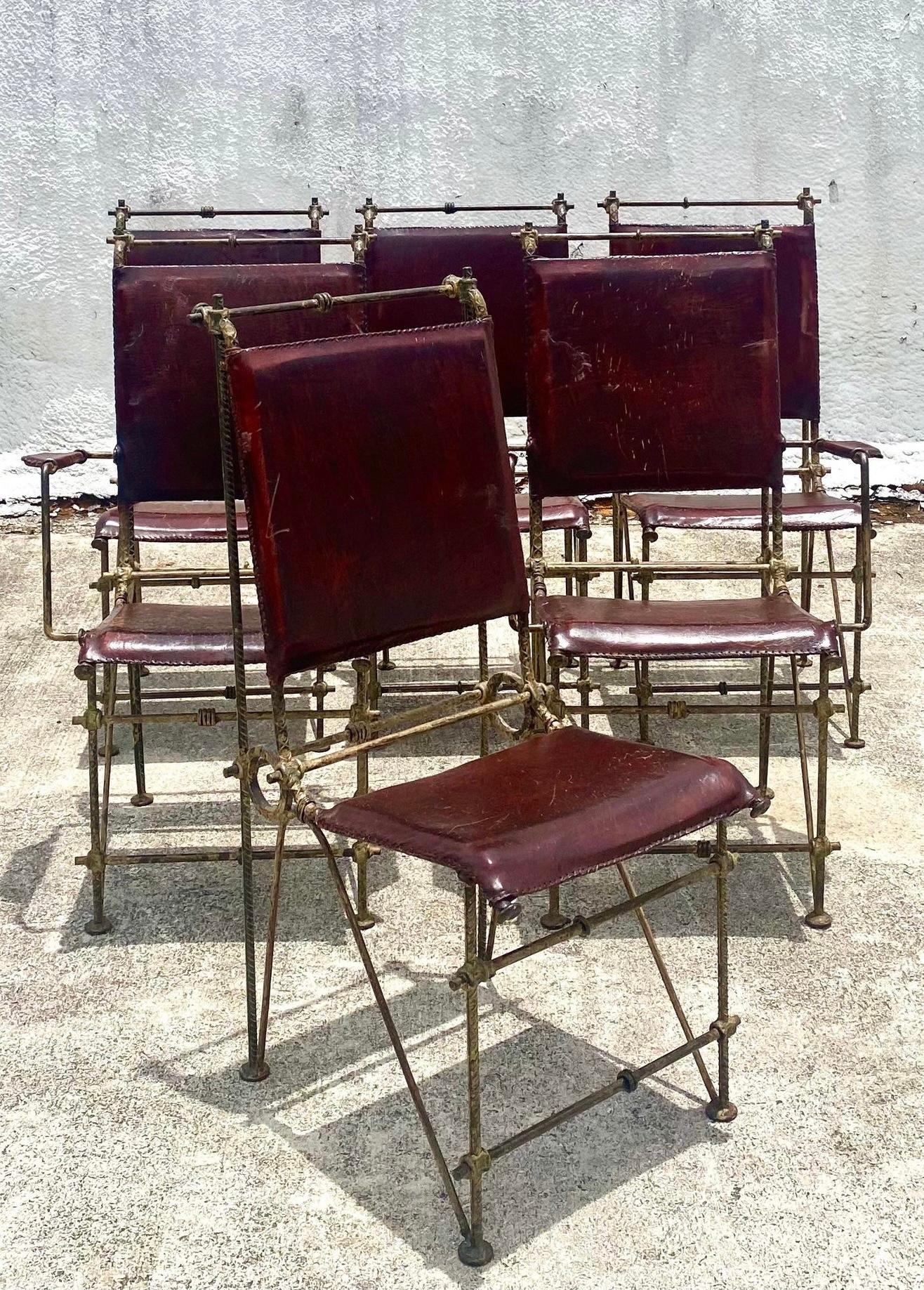 Gothic Revival Vintage Brutalist Sculpted Rebar Dining Chairs in the Manner of Ileana Goor