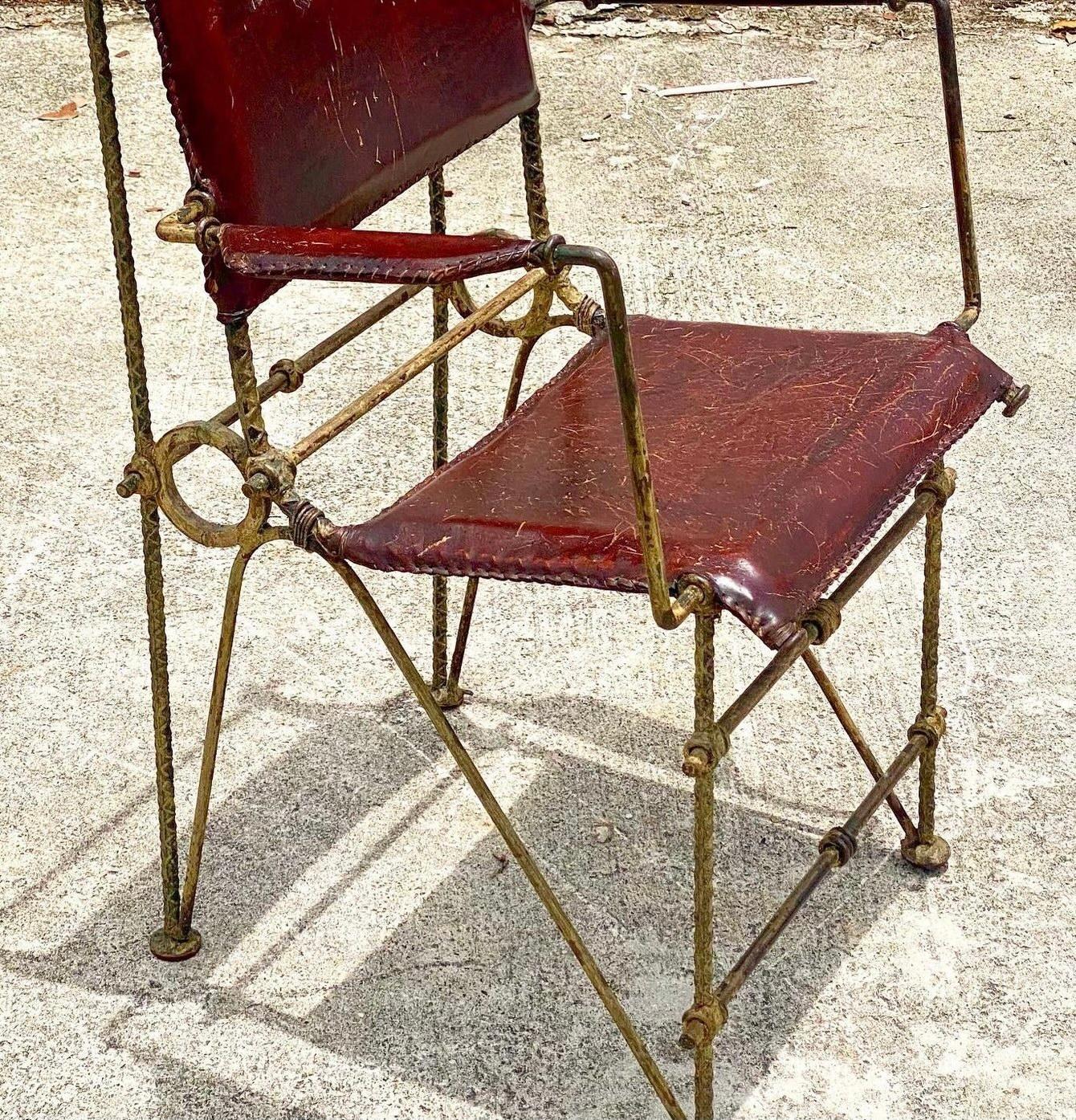 Vintage Brutalist Sculpted Rebar Dining Chairs in the Manner of Ileana Goor In Good Condition In west palm beach, FL