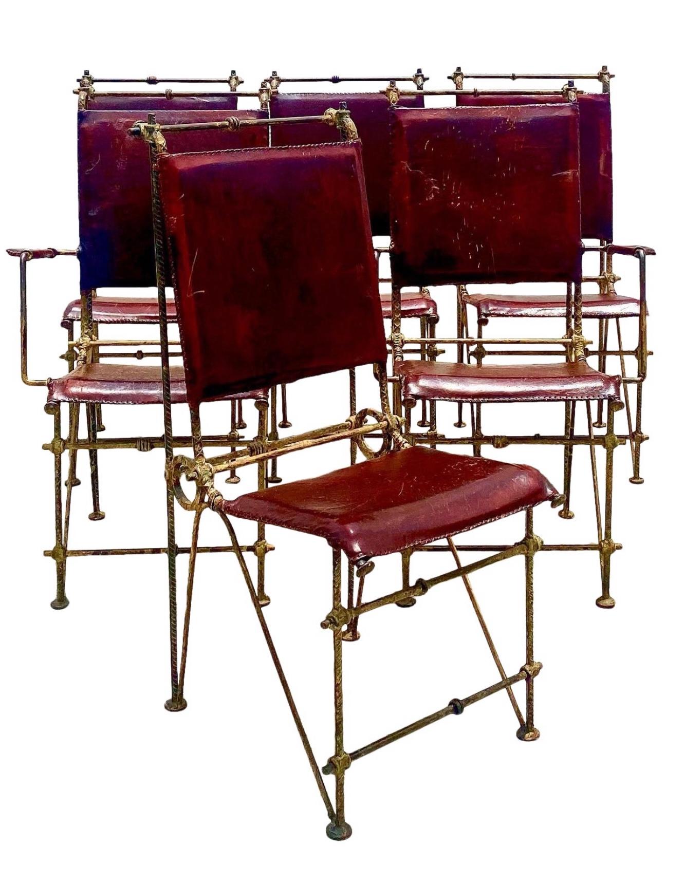 20th Century Vintage Brutalist Sculpted Rebar Dining Chairs in the Manner of Ileana Goor
