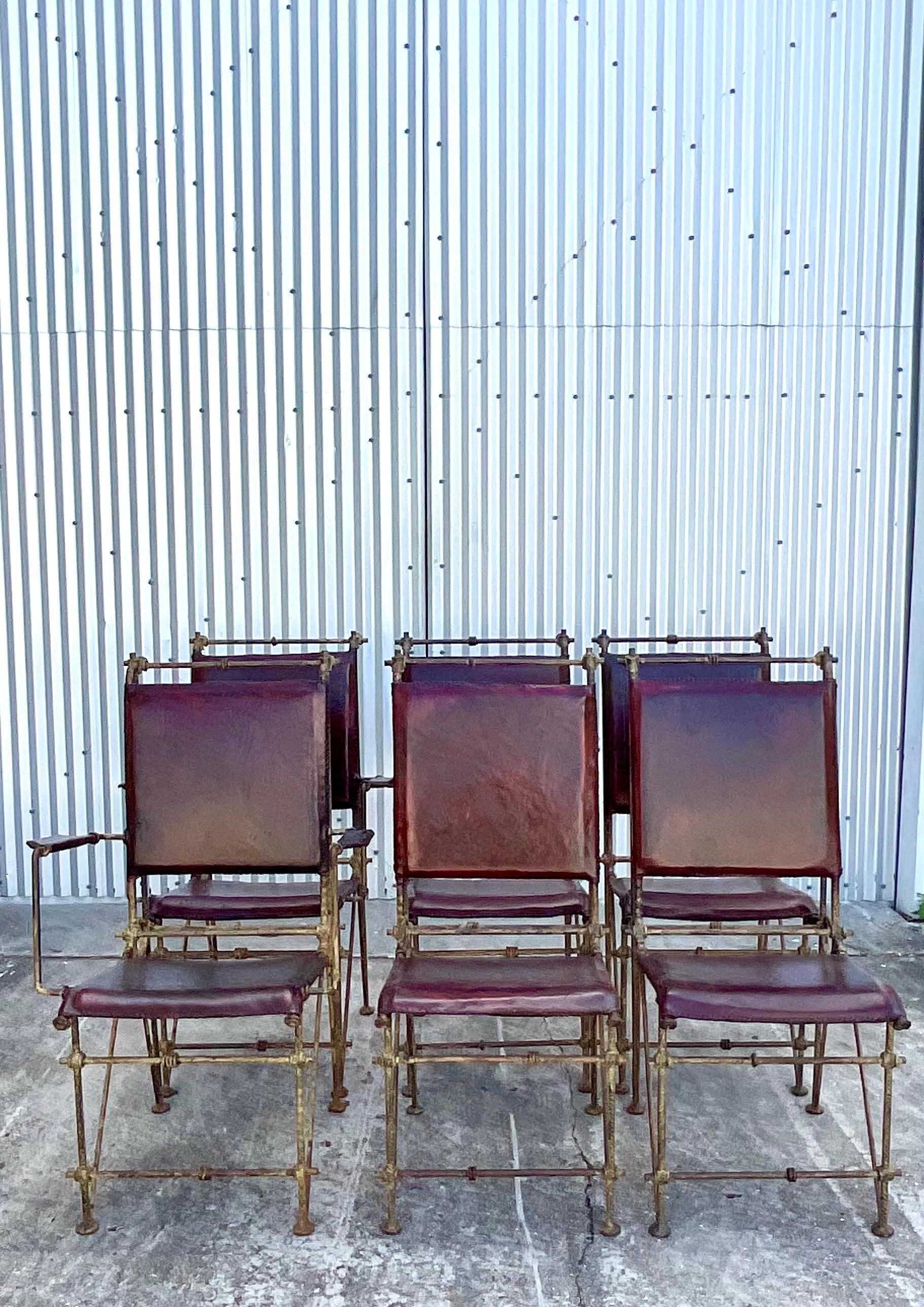 Iron Vintage Brutalist Sculpted Rebar Dining Chairs in the Manner of Ileana Goor