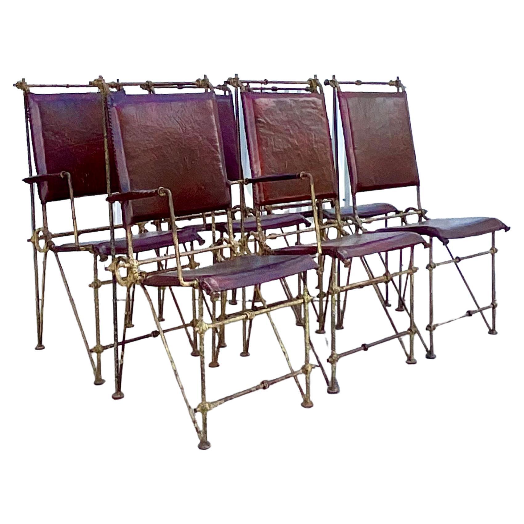 Vintage Brutalist Sculpted Rebar Dining Chairs in the Manner of Ileana Goor