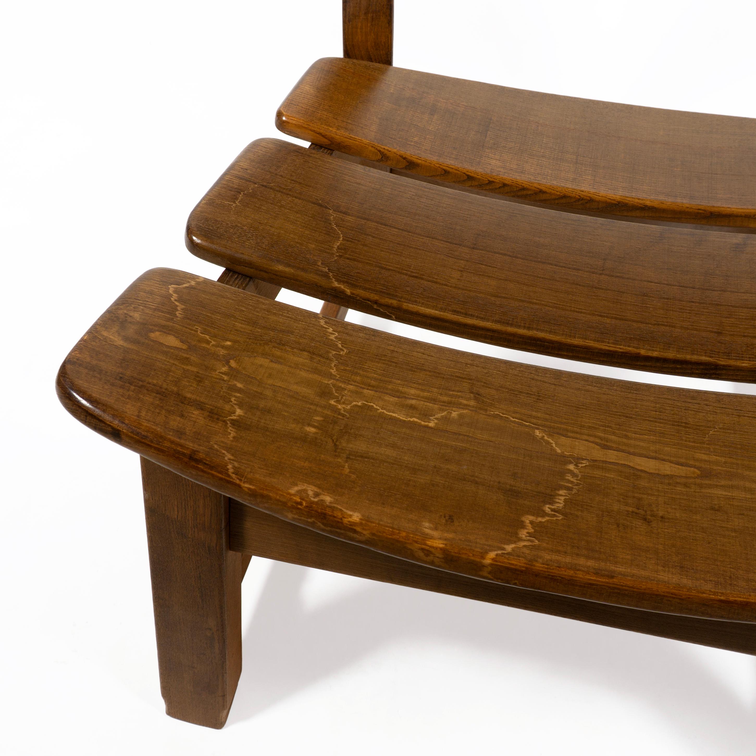 Vintage Brutalist Set of 3 Oak Fireplace Lounge Chair & Table Dittmann for AWA For Sale 3