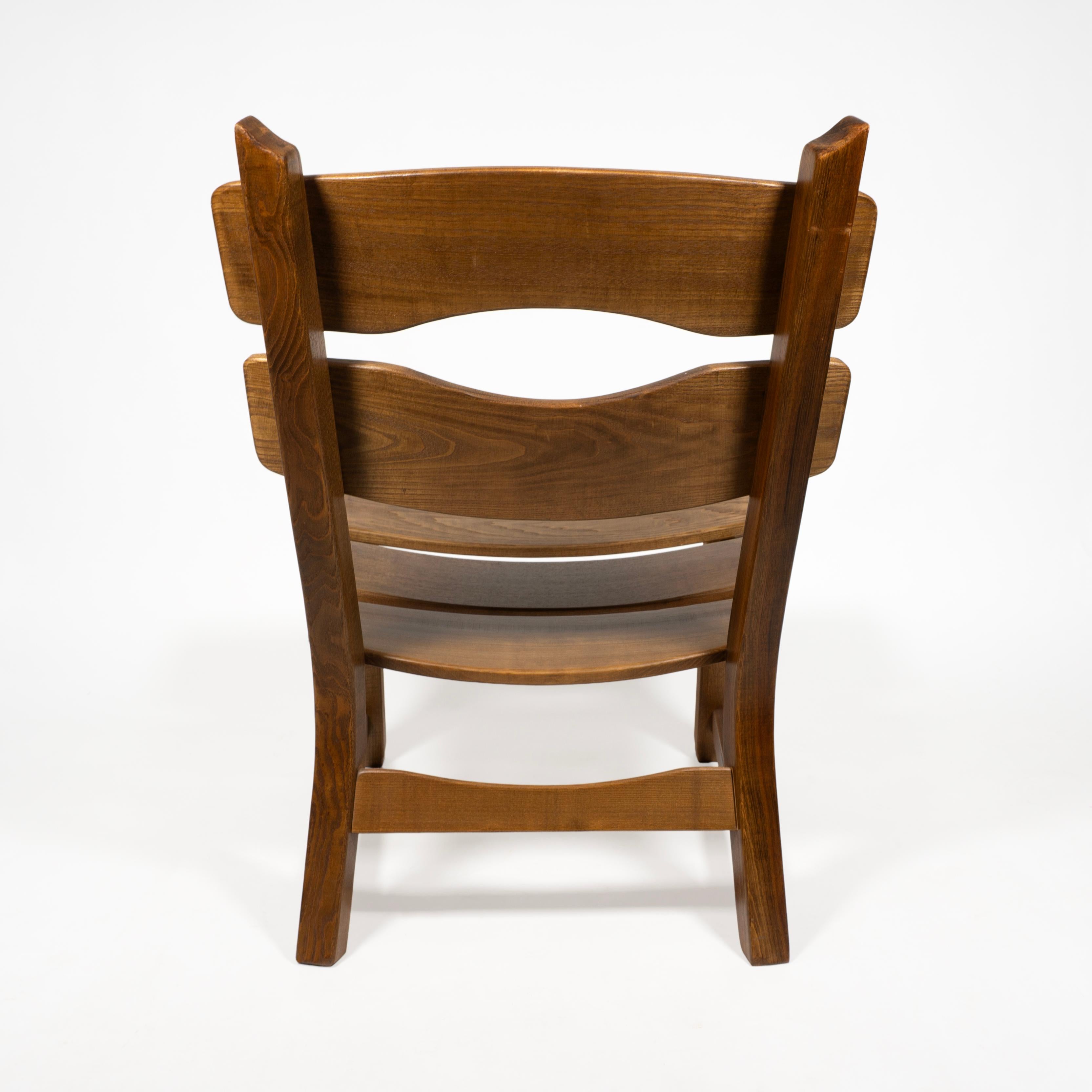Vintage Brutalist Set of 3 Oak Fireplace Lounge Chair & Table Dittmann for AWA In Good Condition For Sale In Regensburg, DE