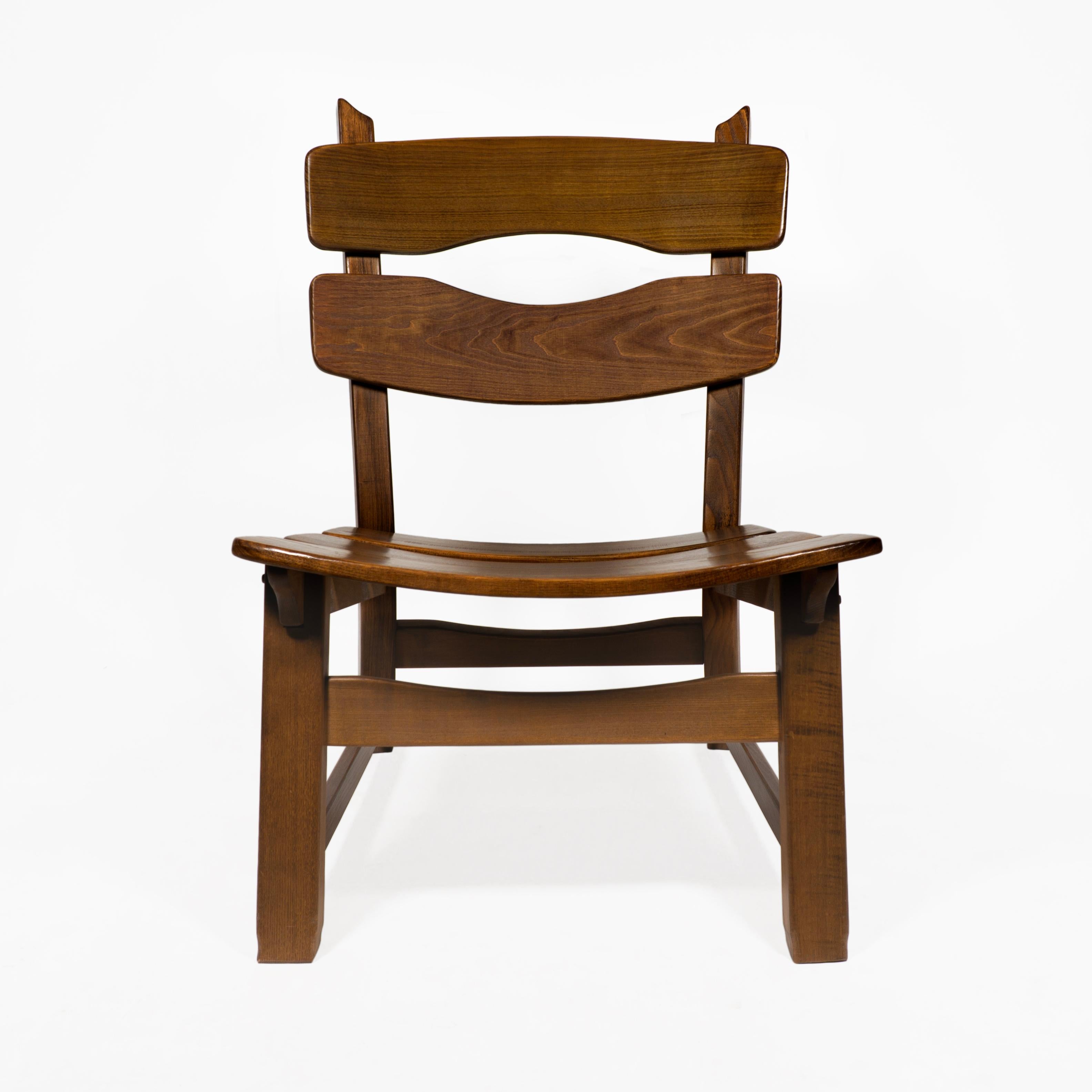 Mid-20th Century Vintage Brutalist Set of 3 Oak Fireplace Lounge Chair & Table Dittmann for AWA For Sale