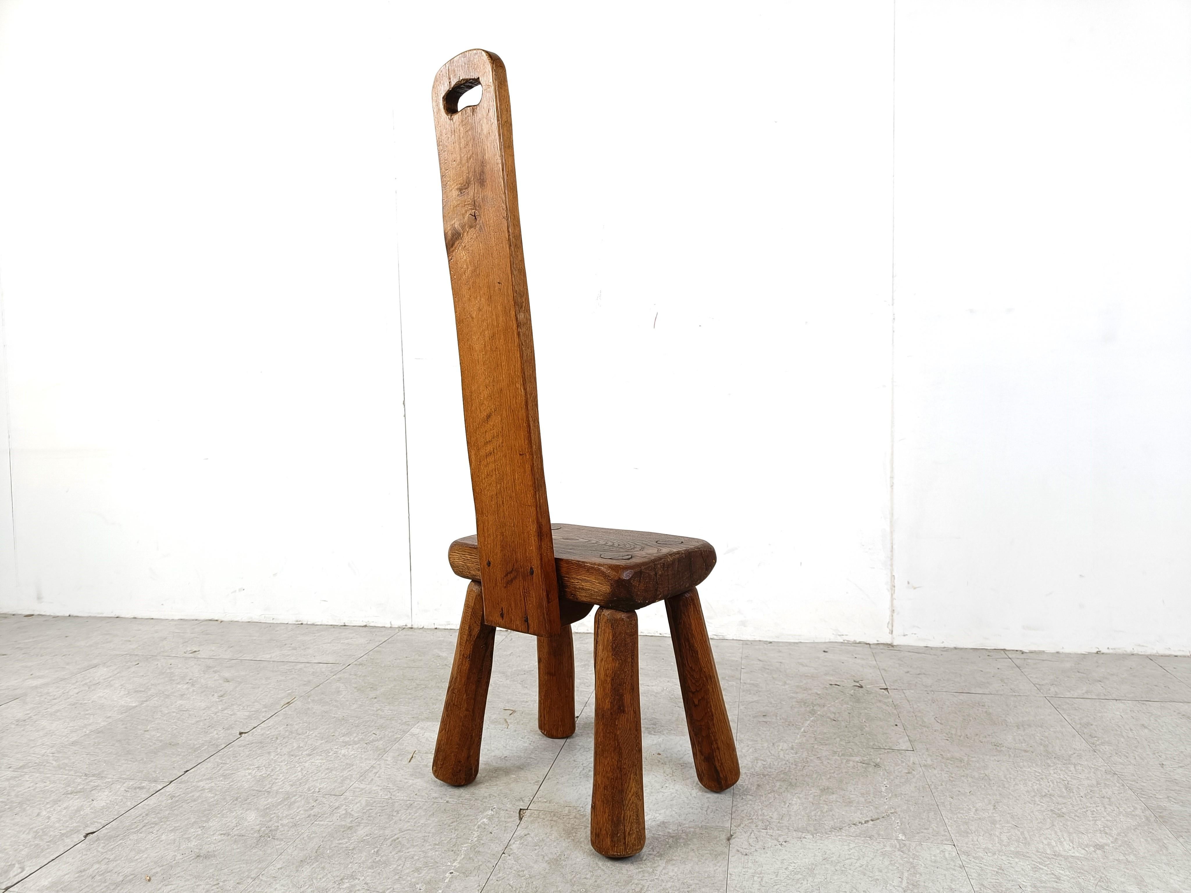 Oak Vintage brutalist side chair, 1960s