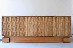 Vintage Brutalist Sideboard with Sculptural Door Panels, Belgium, 1970s