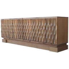 Vintage Brutalist Sideboard with Sculptural Door Panels, Belgium, 1970s