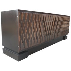 Vintage Brutalist Sideboard with Sculptural Door Panels, Belgium, 1970s