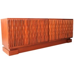 Vintage Brutalist Sideboard with Sculptural Door Panels, Belgium, 1970s