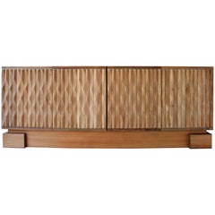 Vintage Brutalist Sideboard with Sculptural Door Panels, Belgium, 1970s