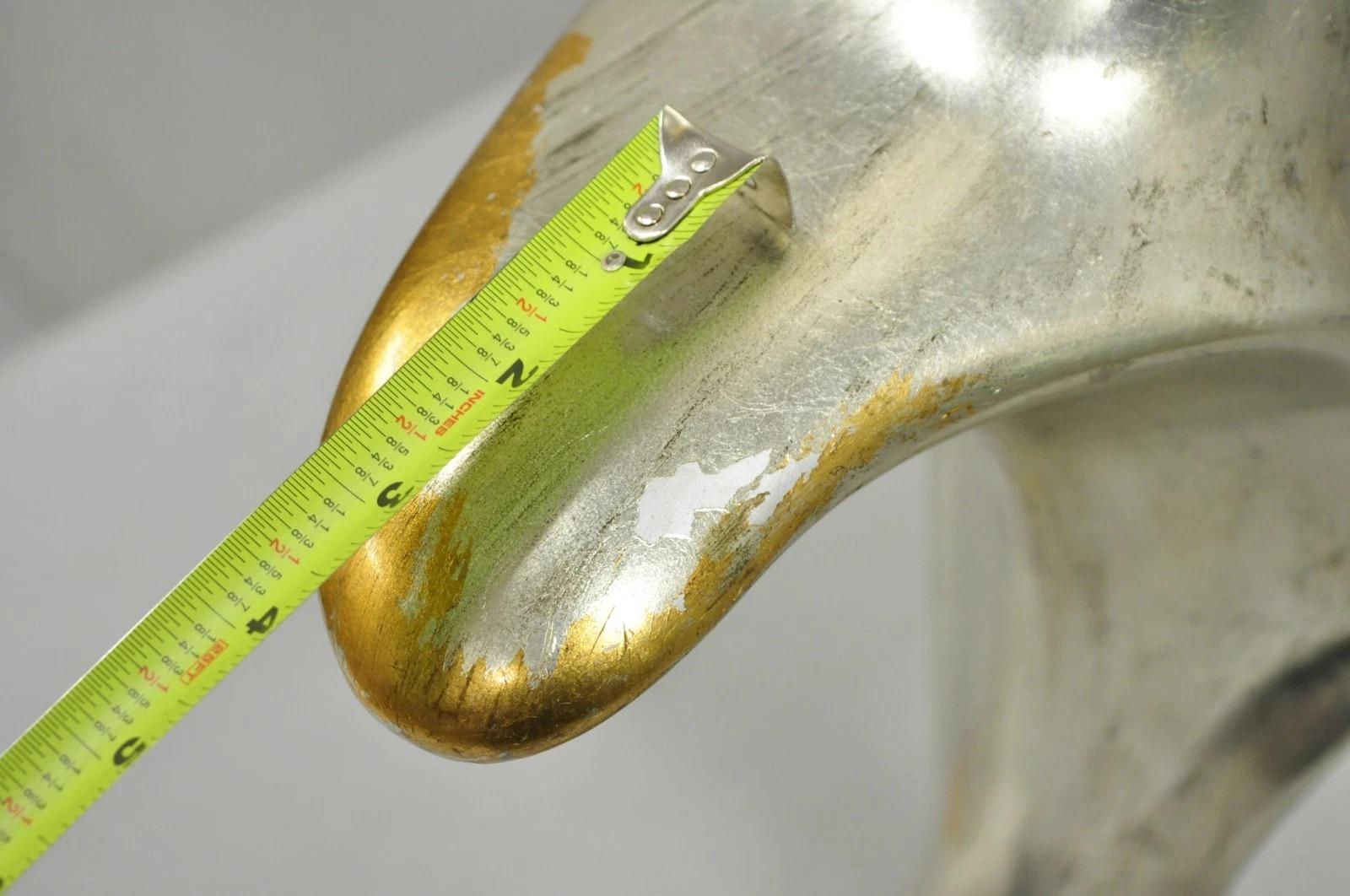 Vintage Brutalist Silver Gold Leaf Sculptural Ceramic Large Abstract Table Lamp For Sale 4