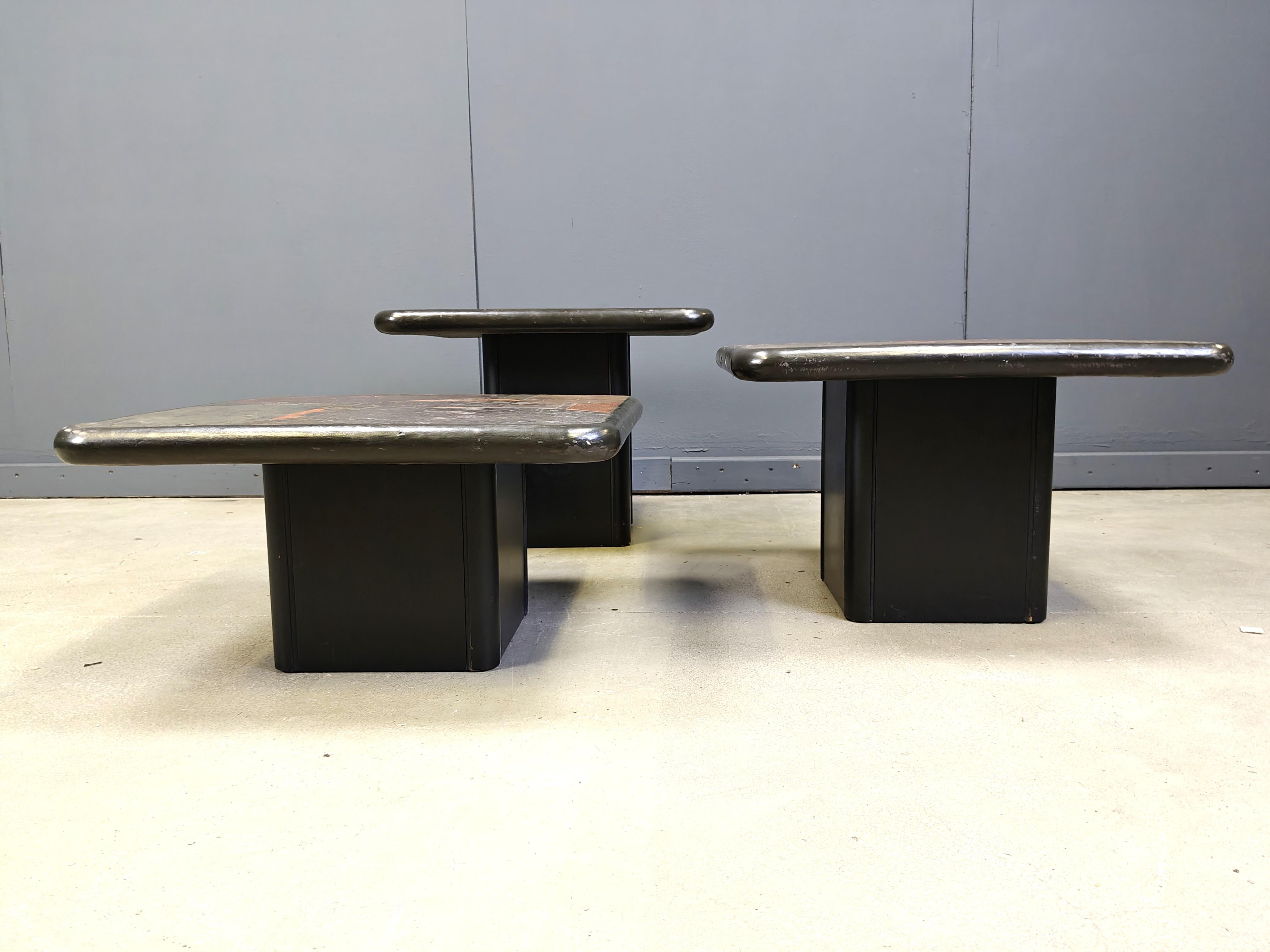 Vintage brutalist slate stone nesting by C. Kneip, 1990s For Sale 4