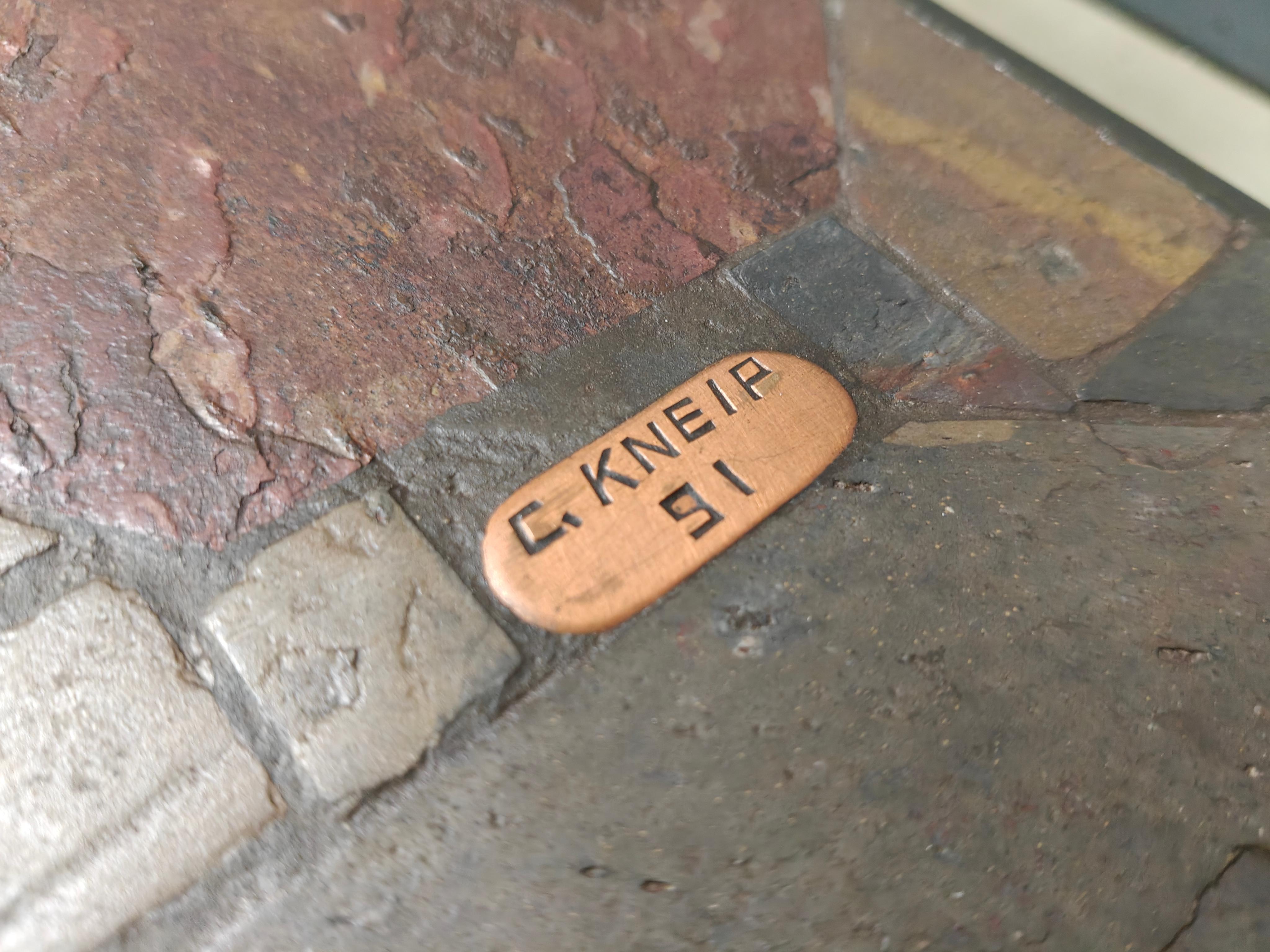 Late 20th Century Vintage brutalist slate stone nesting by C. Kneip, 1990s For Sale