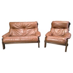 Vintage brutalist sofa set by Gerard Van den Berg for Montis, 1970s