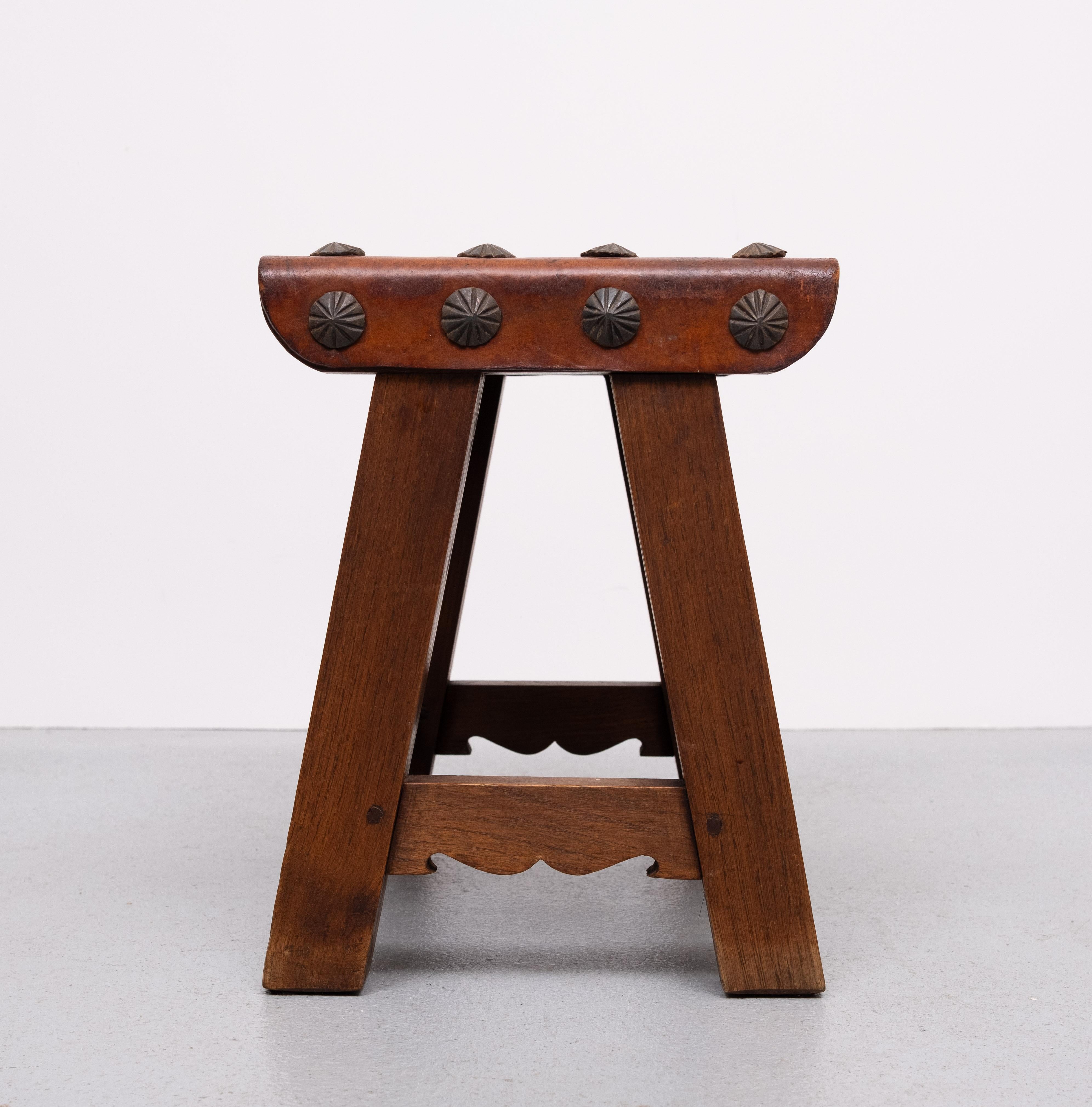 Vintage Brutalist Spanish Ottoman  1950s For Sale 1