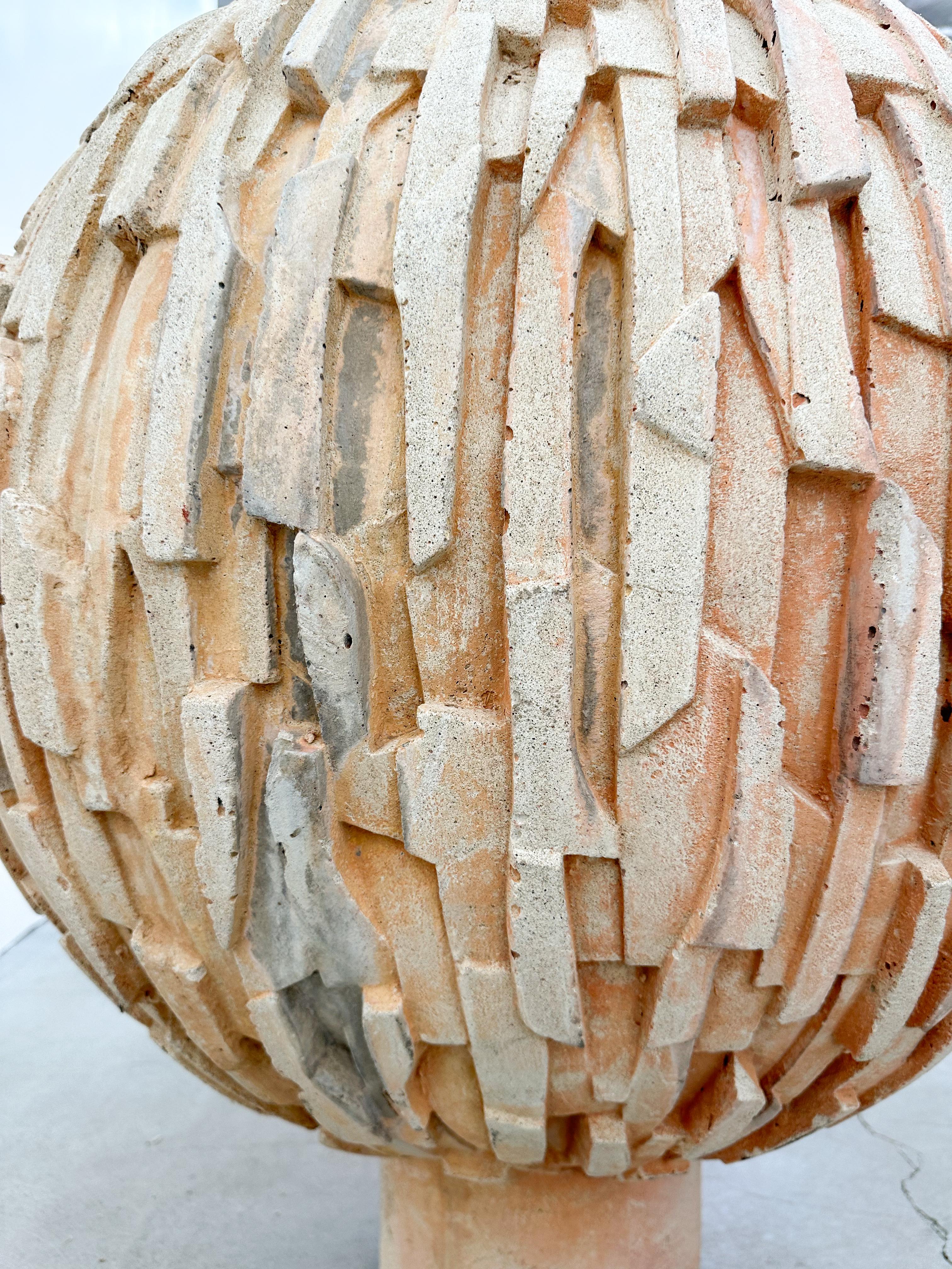 Vintage 1970s Brutalist Concrete Sphere Fountain 2