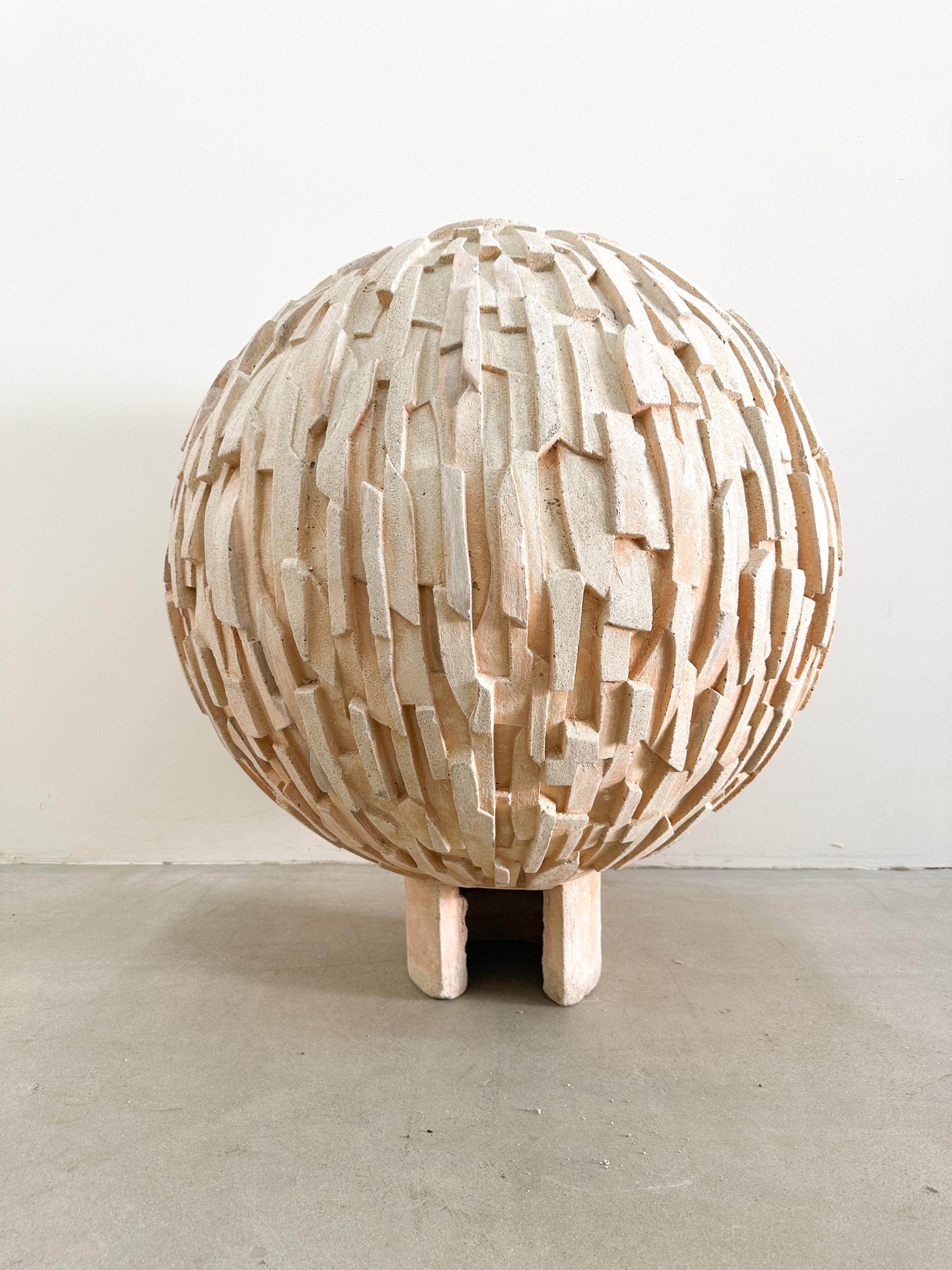 Vintage 1970s Brutalist Concrete Sphere Fountain 3
