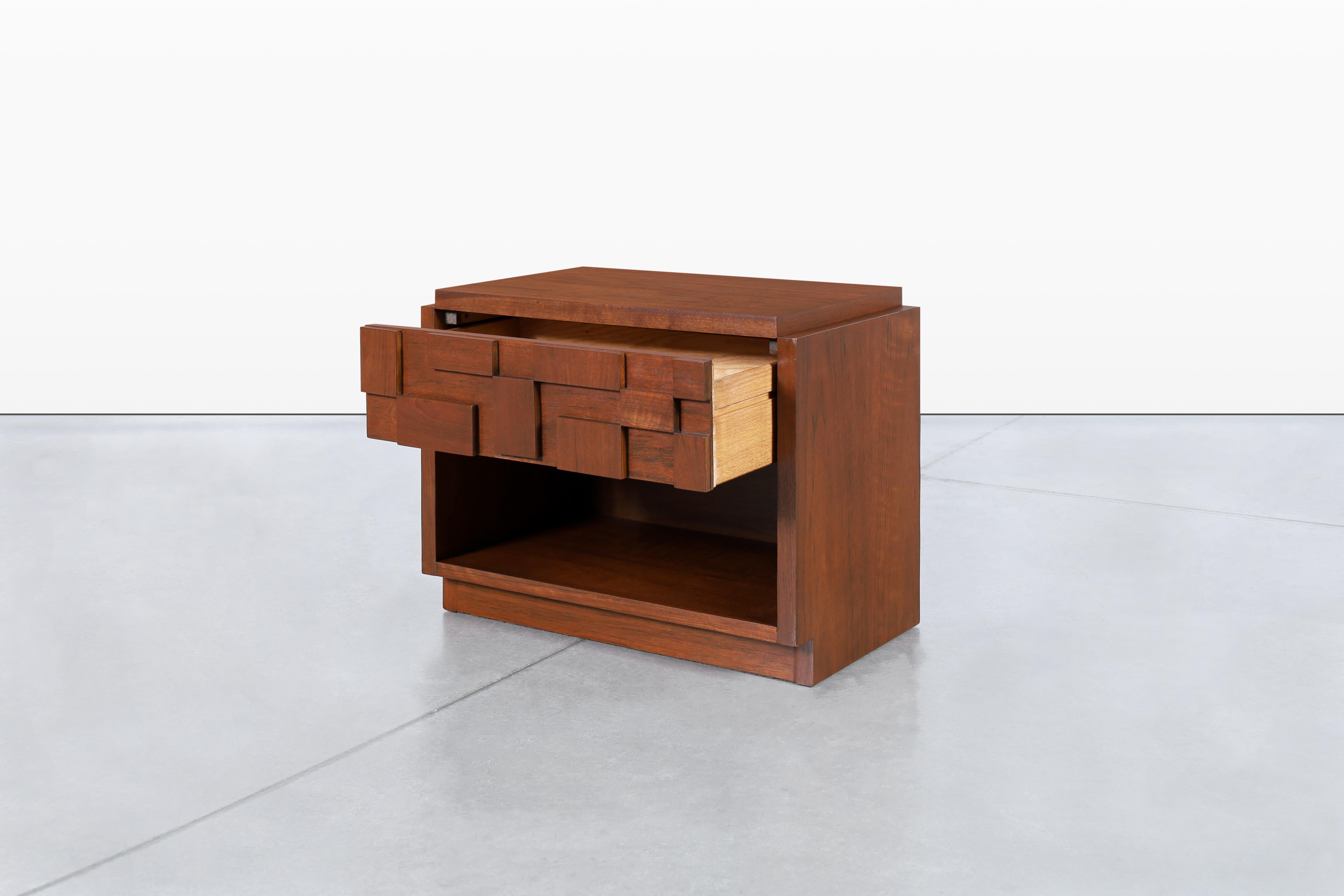 Vintage Brutalist “Staccato” Nightstands by Lane 4
