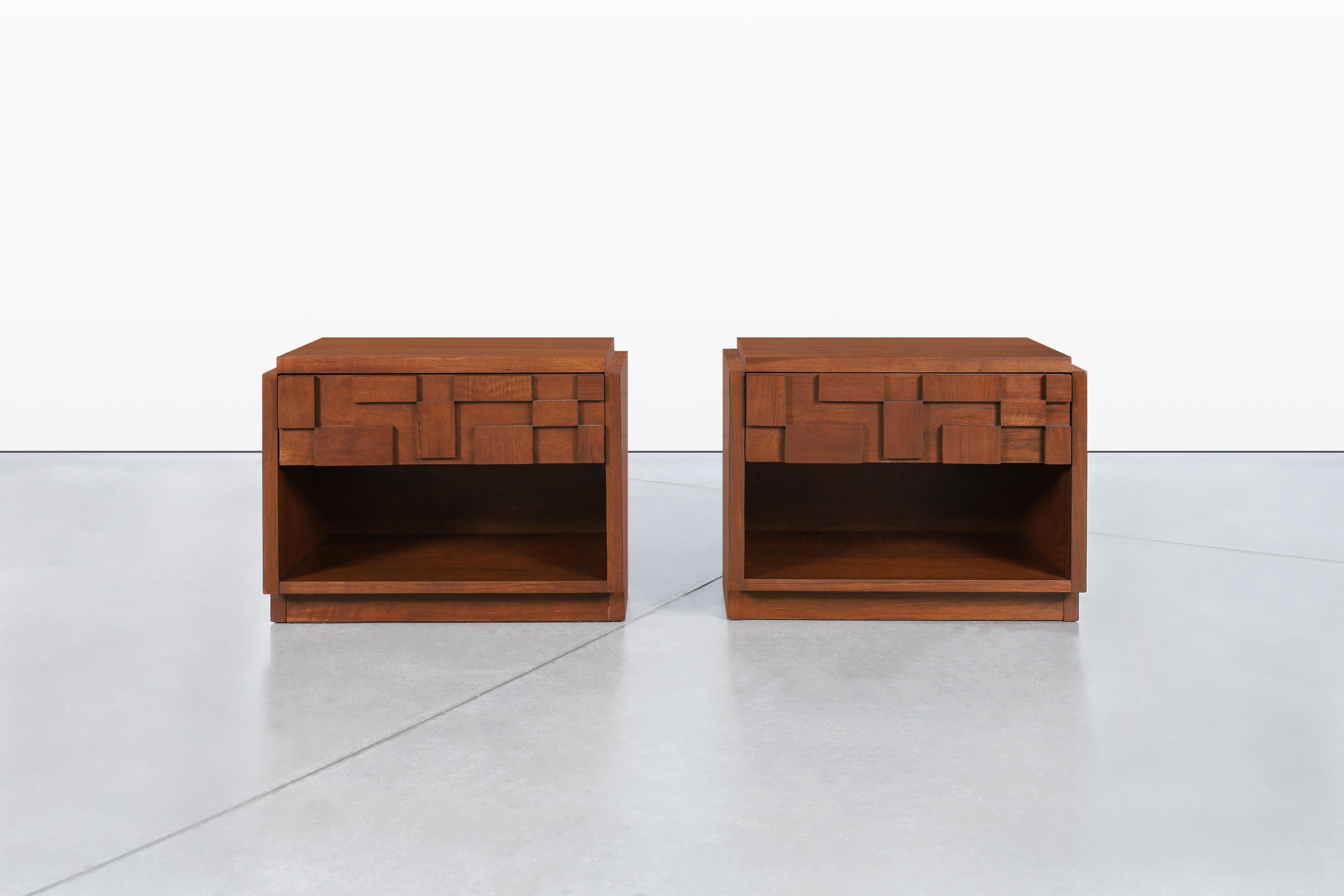 American Vintage Brutalist “Staccato” Nightstands by Lane