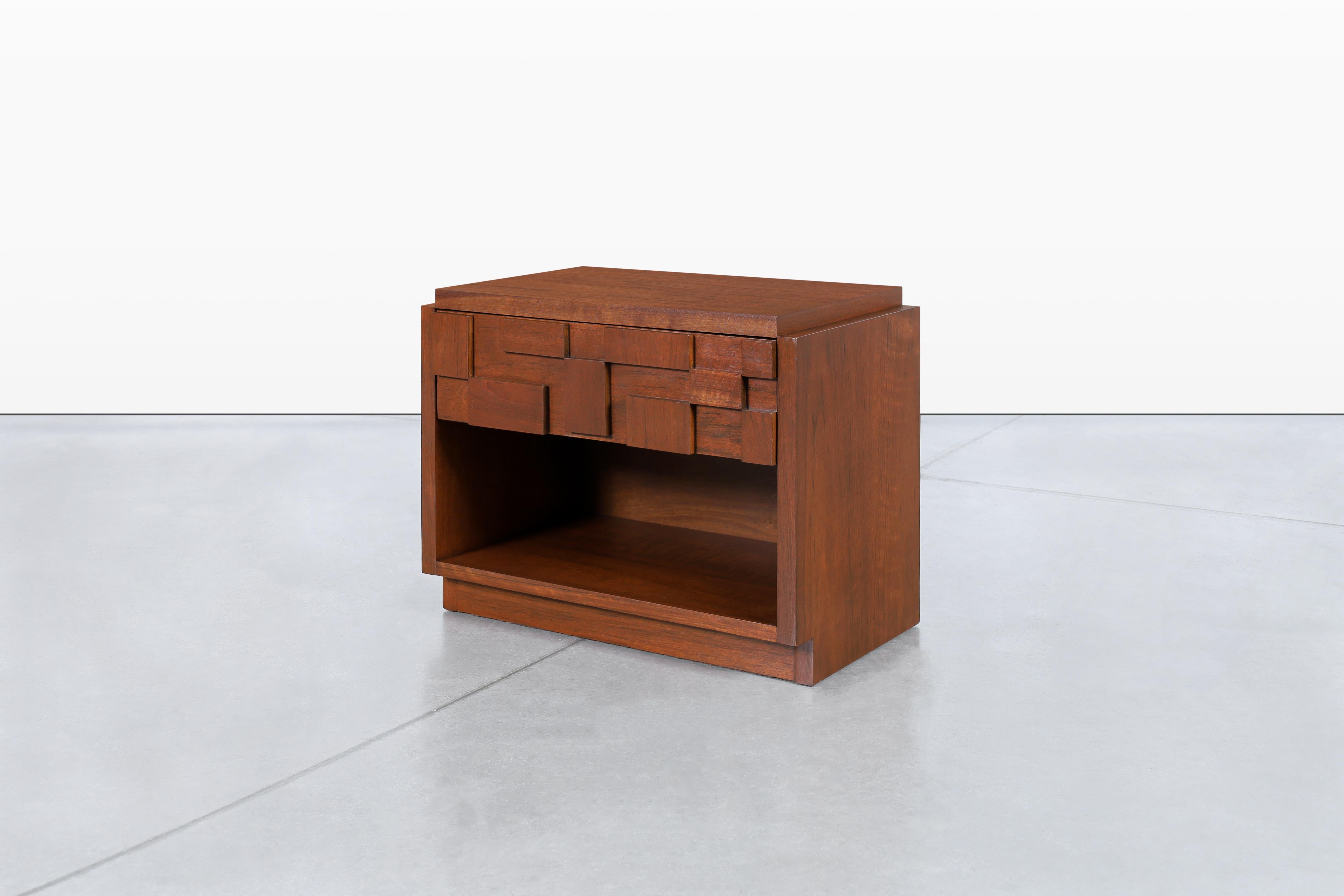 Vintage Brutalist “Staccato” Nightstands by Lane 1
