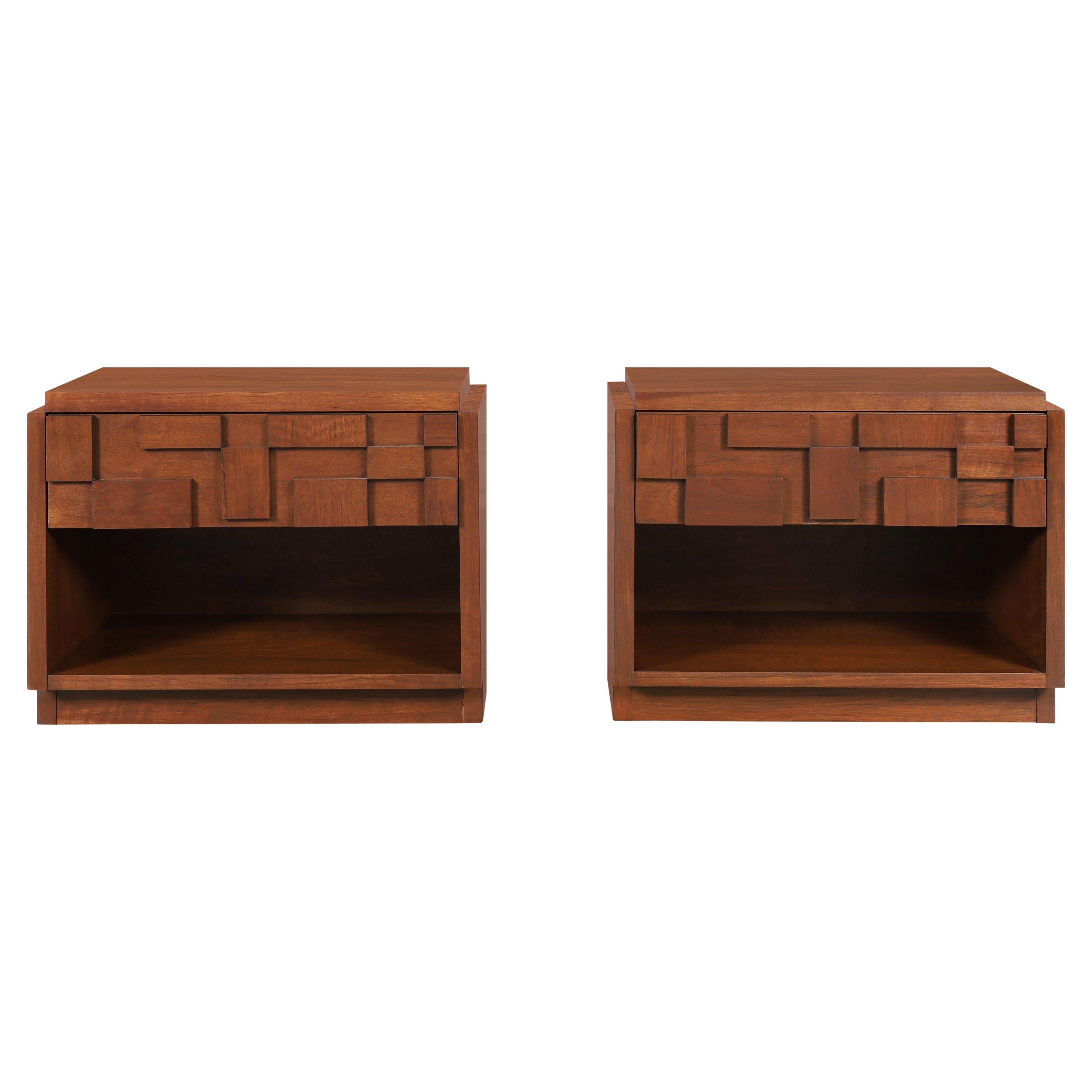 Vintage Brutalist “Staccato” Nightstands by Lane