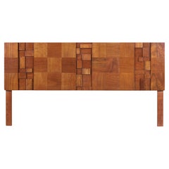 Vintage Brutalist “Staccato” Walnut King-Size Headboard by Lane