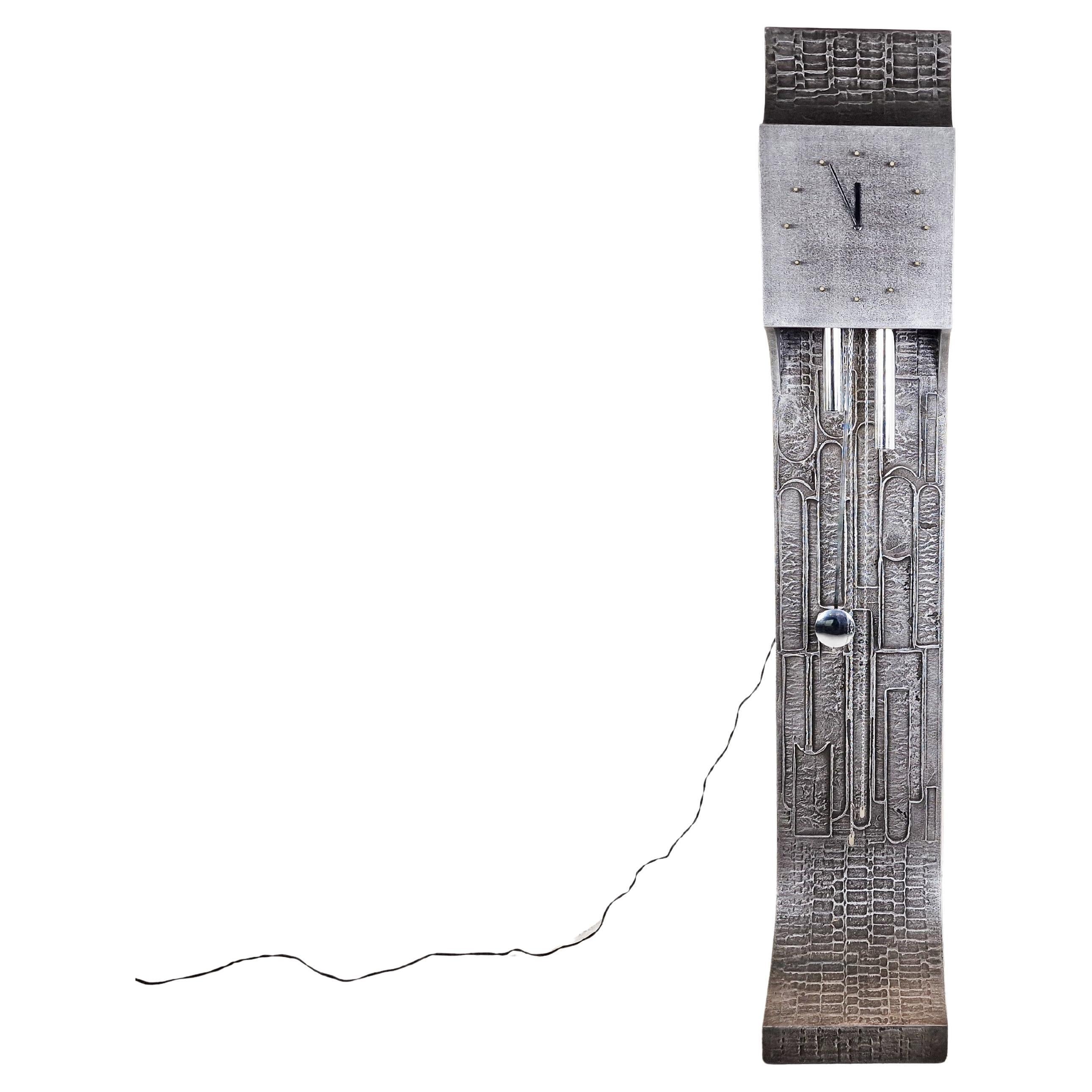 Vintage Brutalist Standing Clock, 1970s