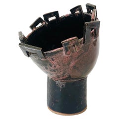 Vintage Brutalist Studio Pottery Footed Bowl