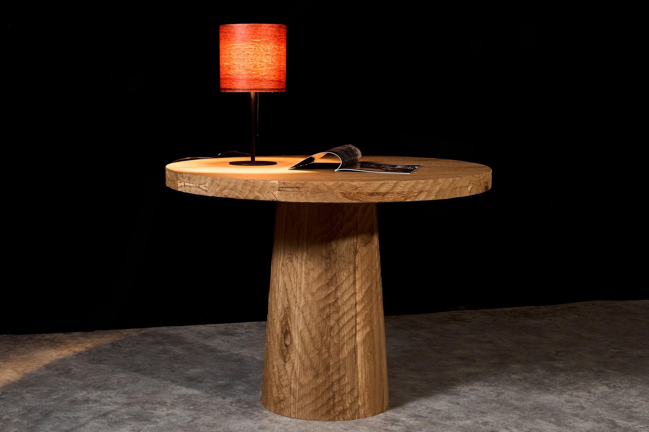 Vintage Brutalist Style Sculpted Round Table in Aged Oak, 140cm In New Condition For Sale In Burlăceni, Cahul District