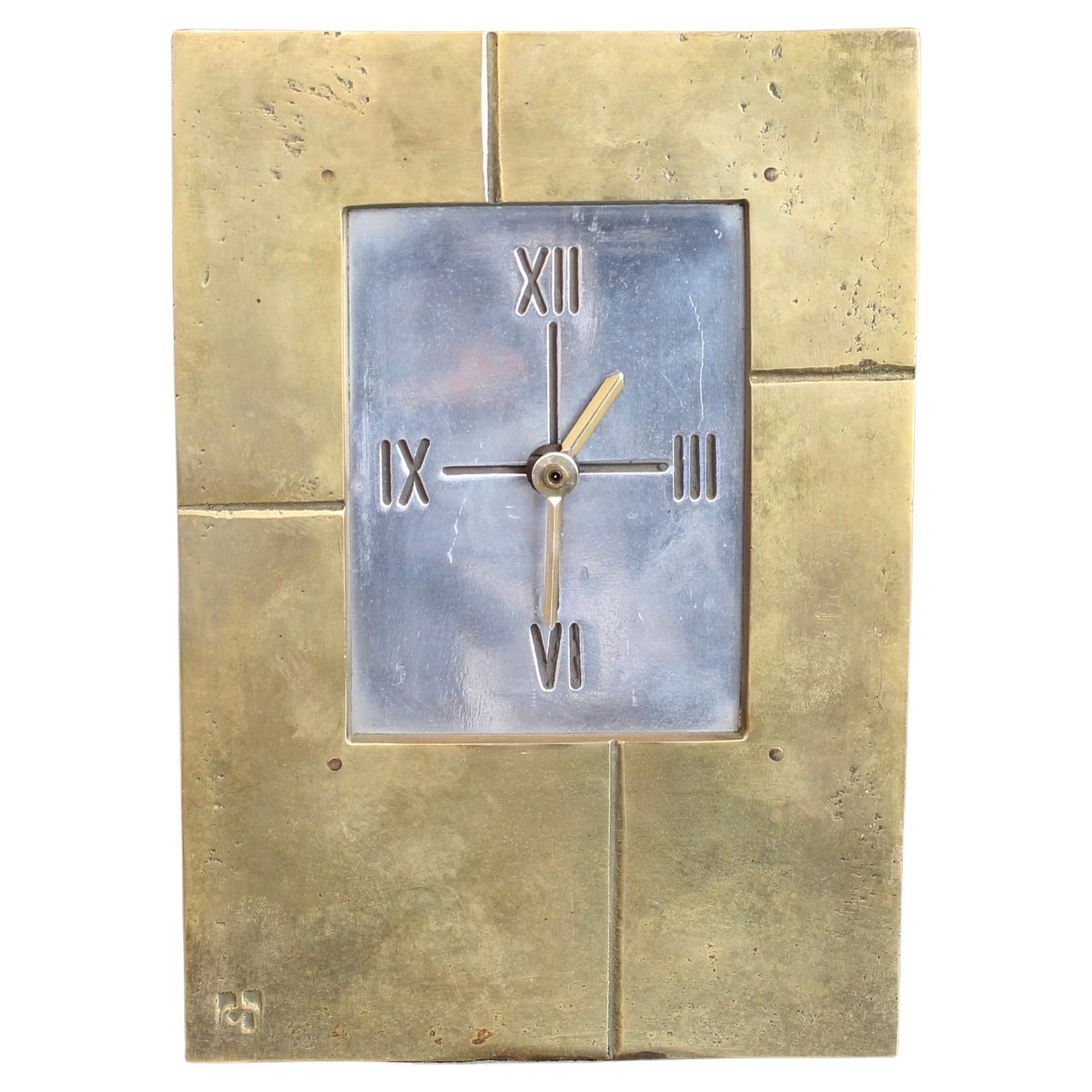 Orologio da tavolo vintage in stile brutalista di David Marshall (circa anni '80)