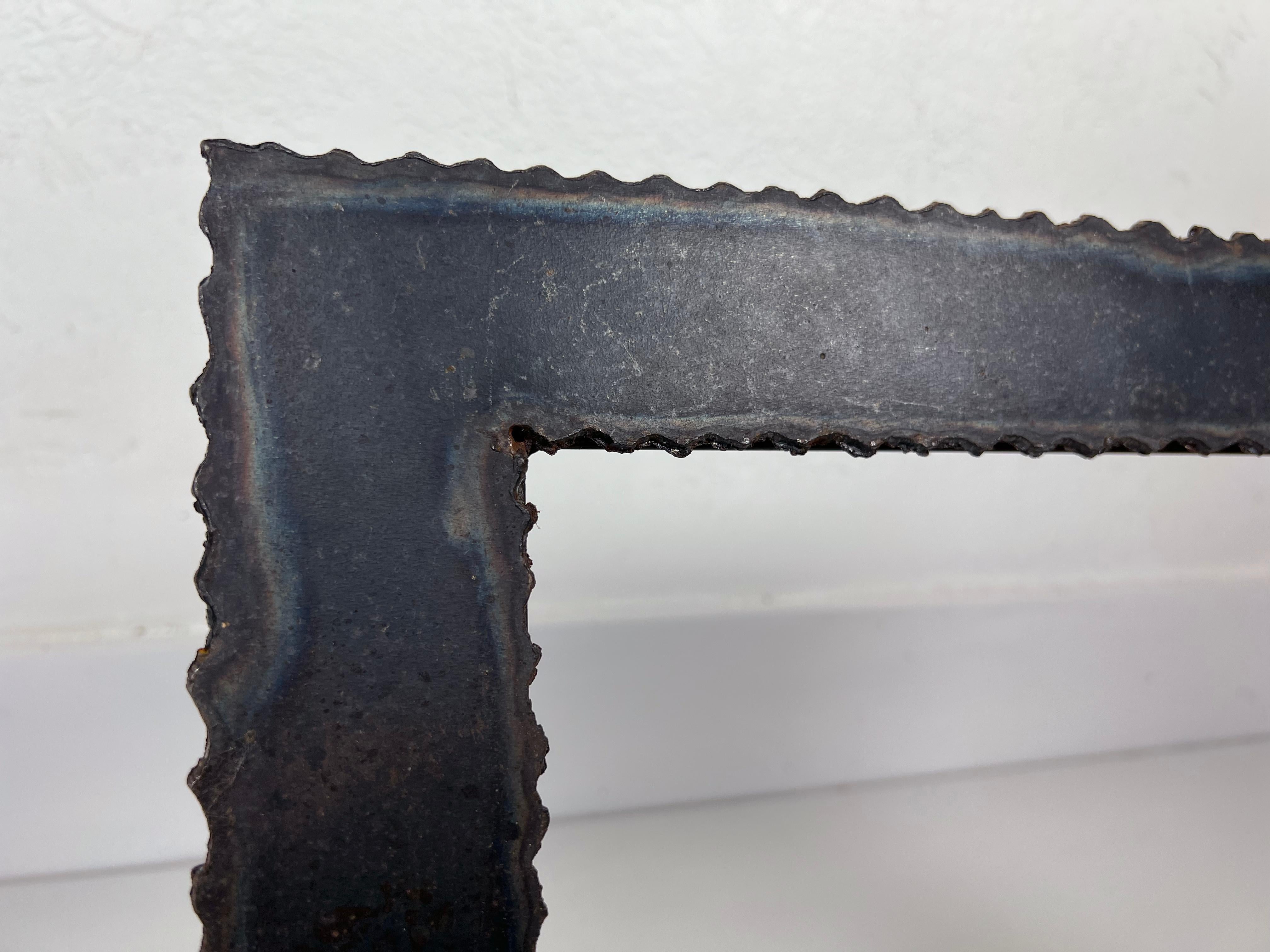 Vintage Brutalist Torch Cut Metal Picture Frame For Sale 2